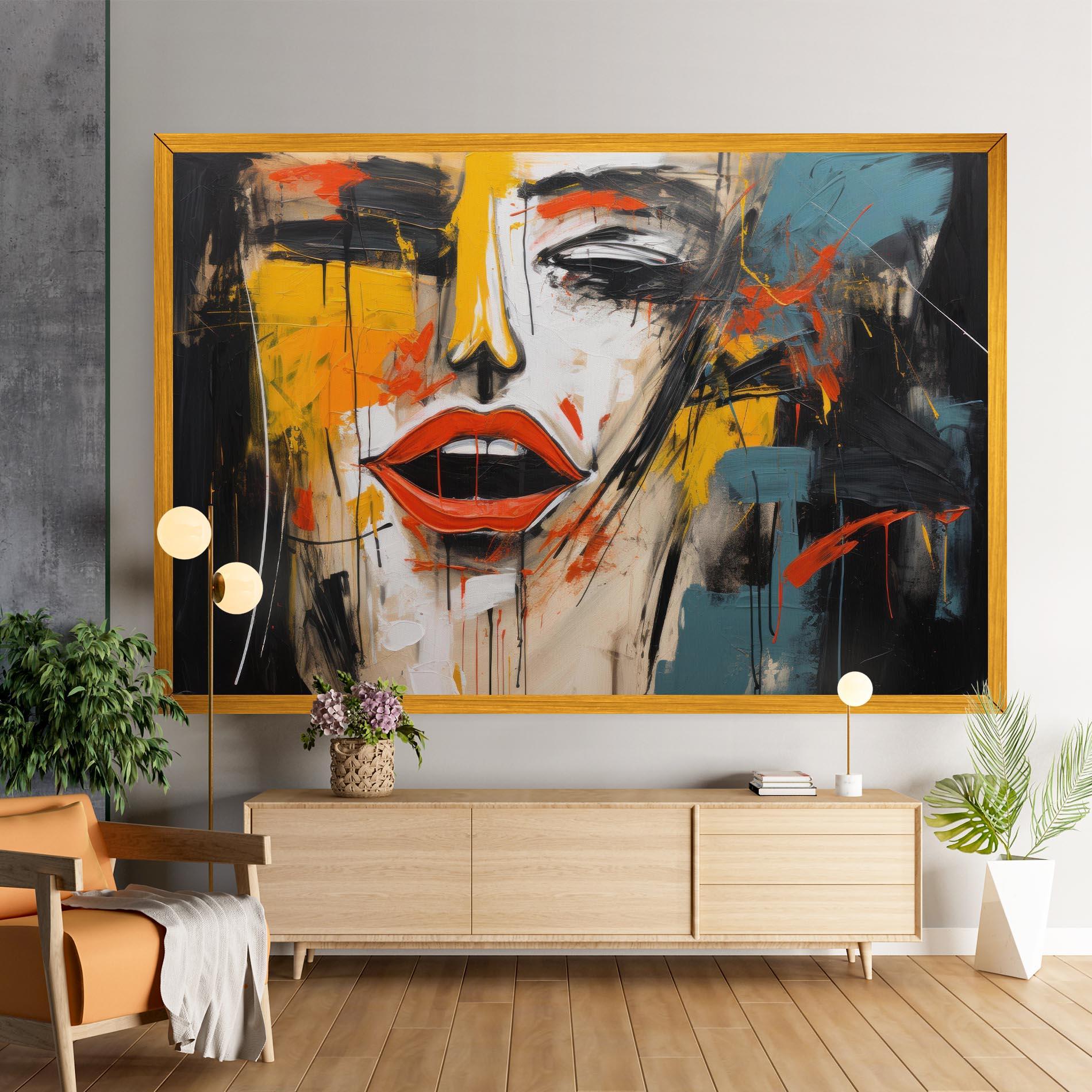 Vászonkép Abstract Woman Lips mockup 9