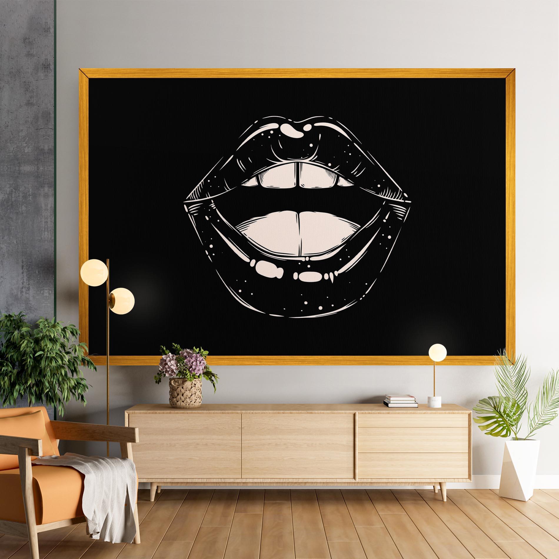 Vászonkép Lips On Black mockup 9