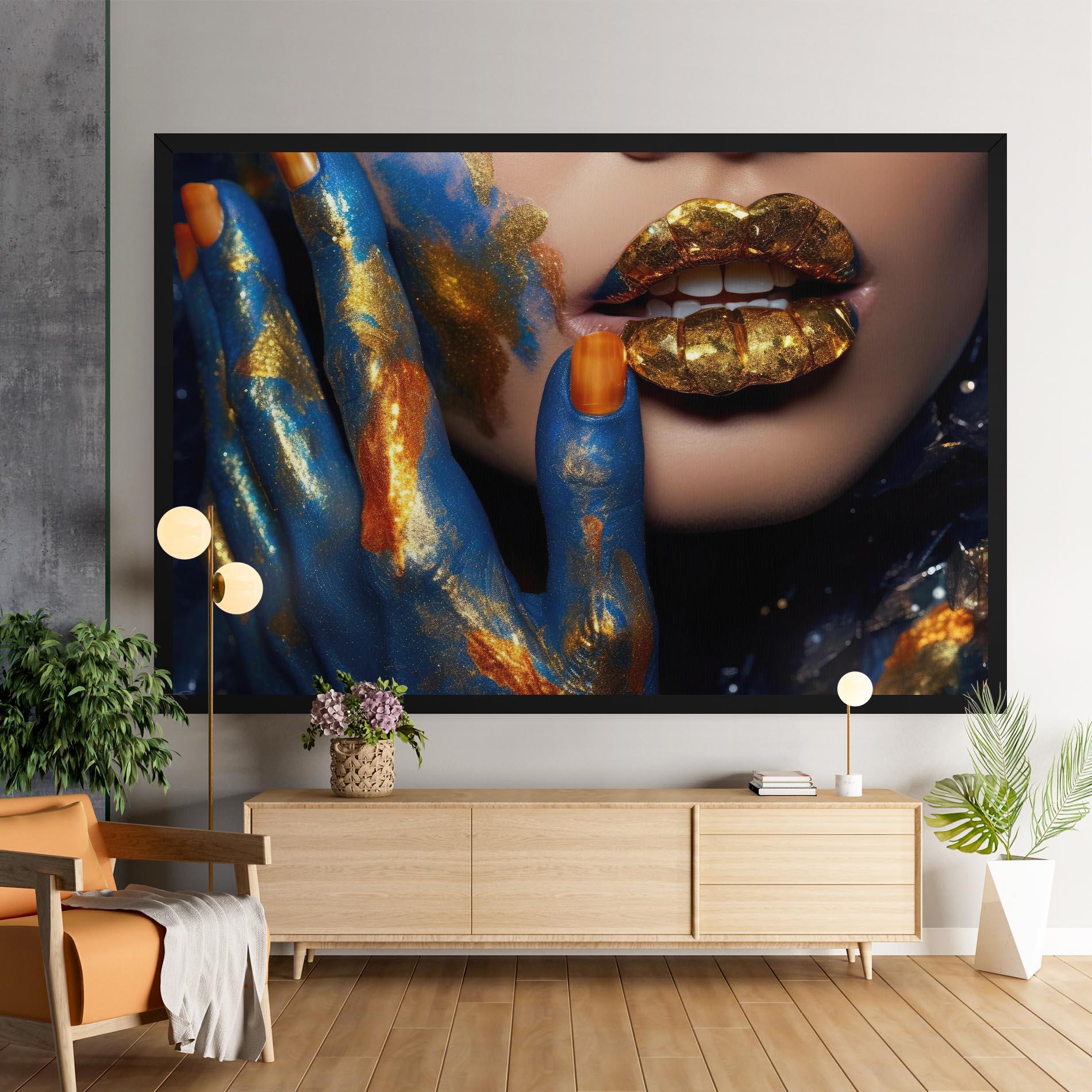 Vászonkép Blue Hand Lips mockup 9