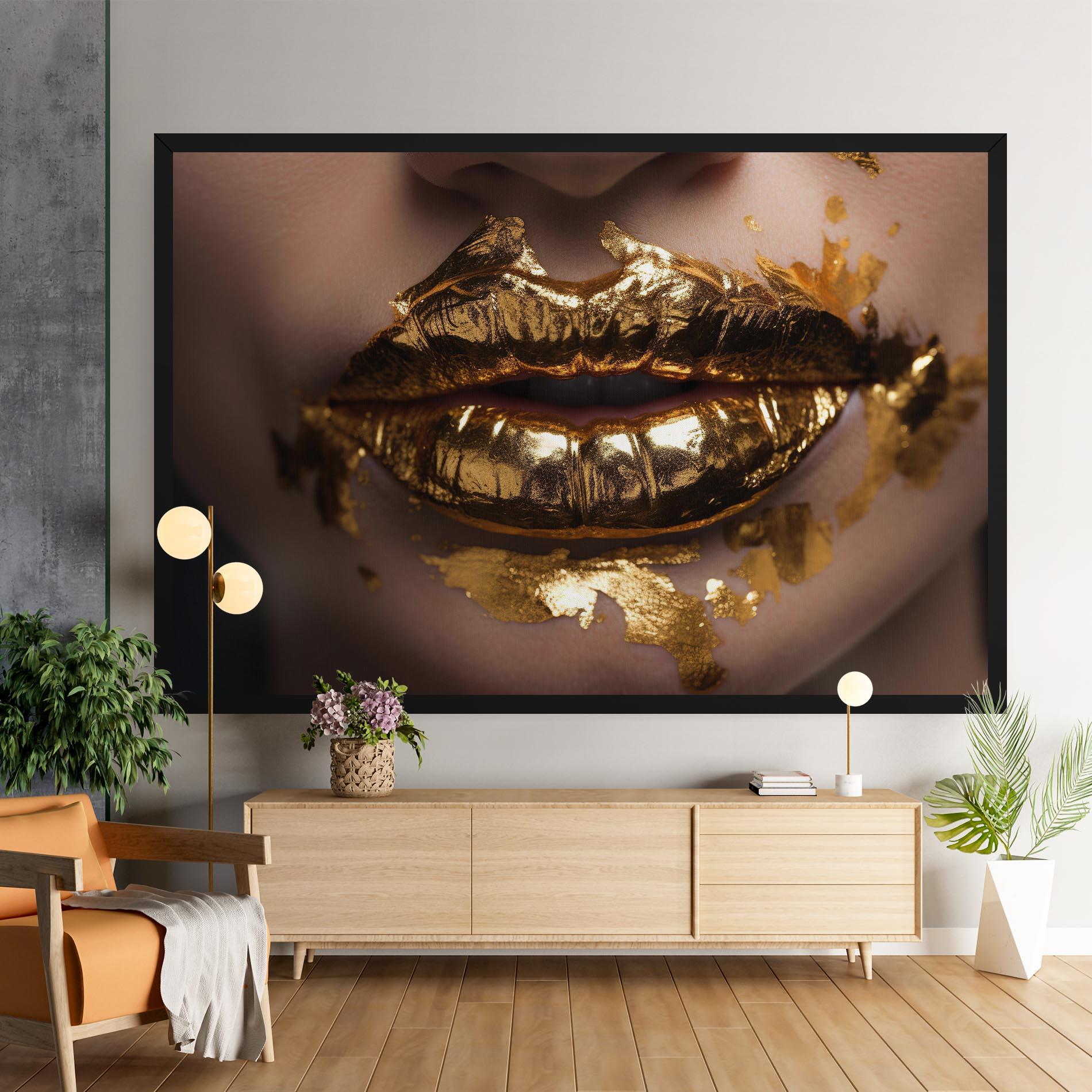 Vászonkép Close Gold Lips mockup 9
