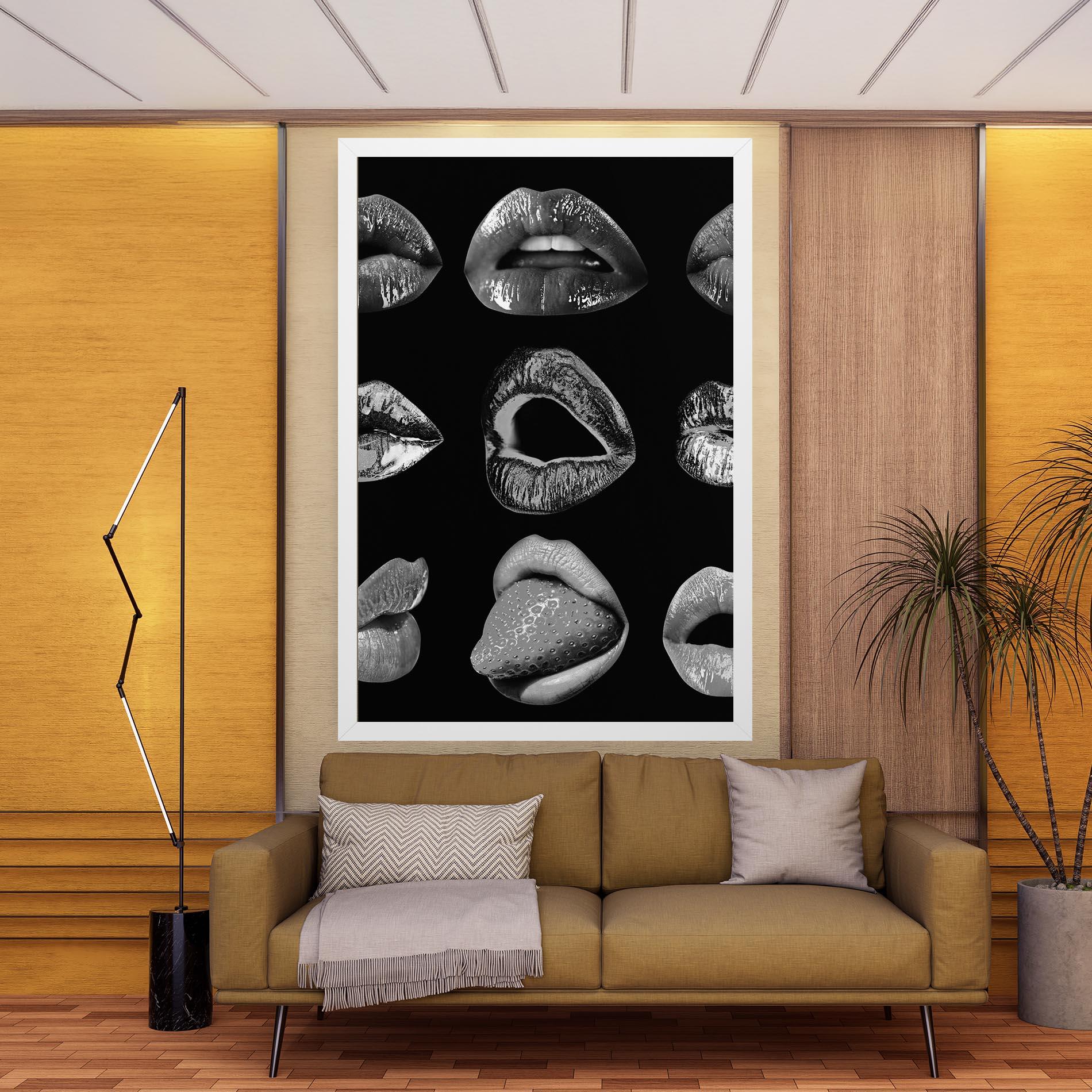 Vászonkép Grey Lips Collage mockup 9