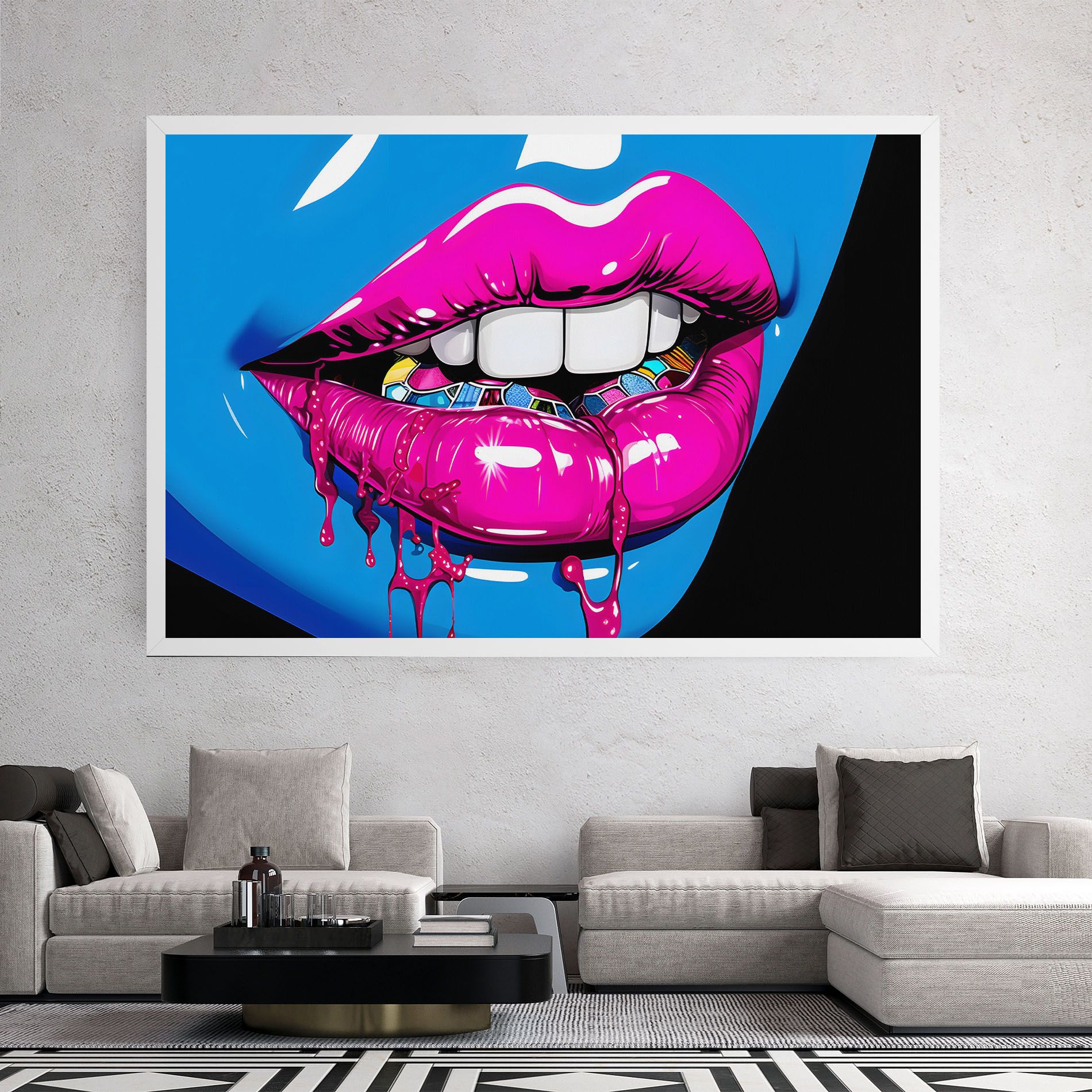 Blue Pink Lips Art mockup 2