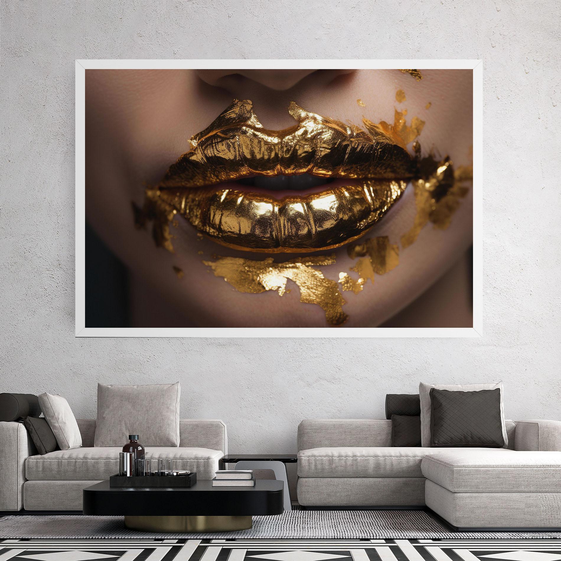 Vászonkép Close Gold Lips mockup 2