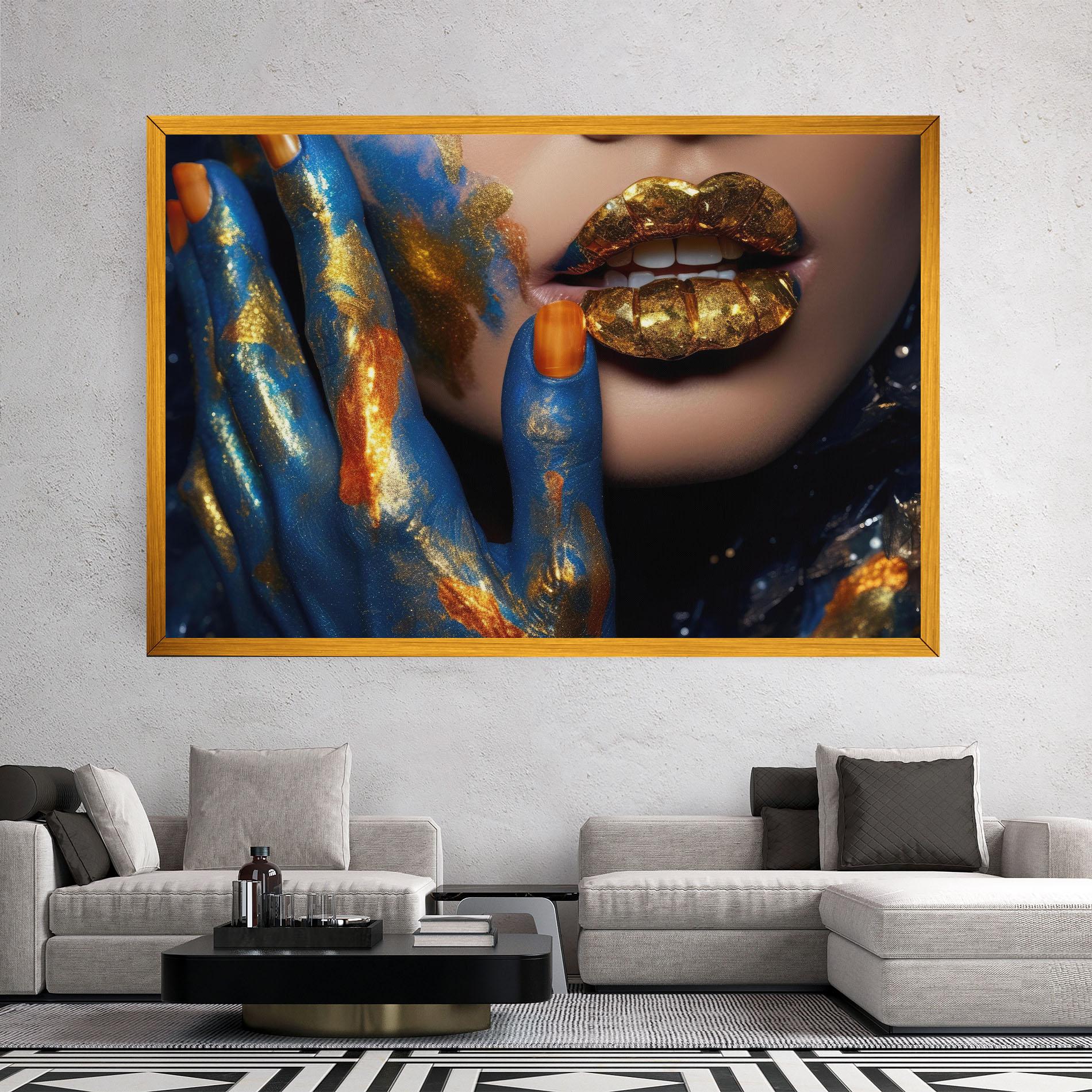 Vászonkép Blue Hand Lips mockup 2