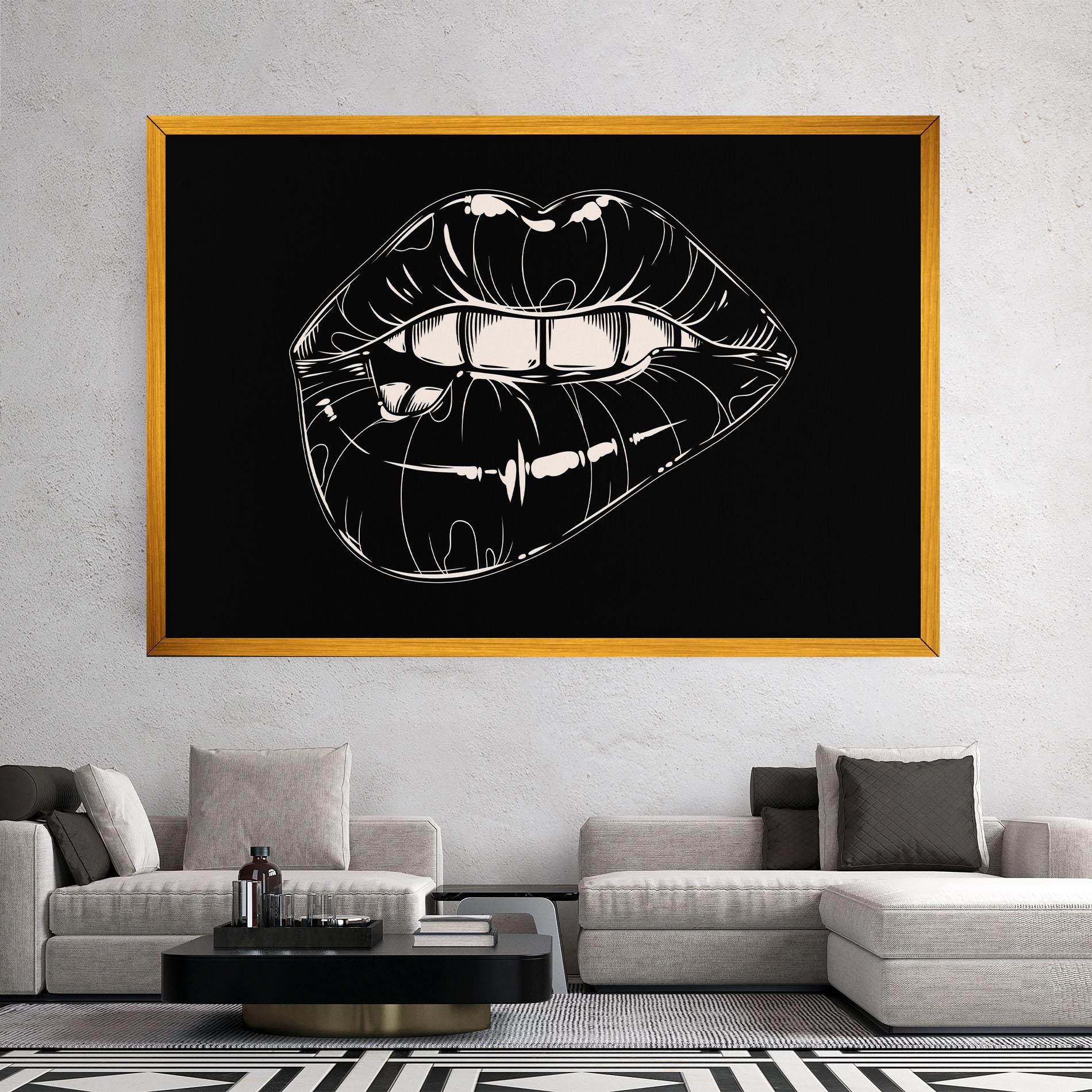 Vászonkép Juicy Lips On Black mockup 2