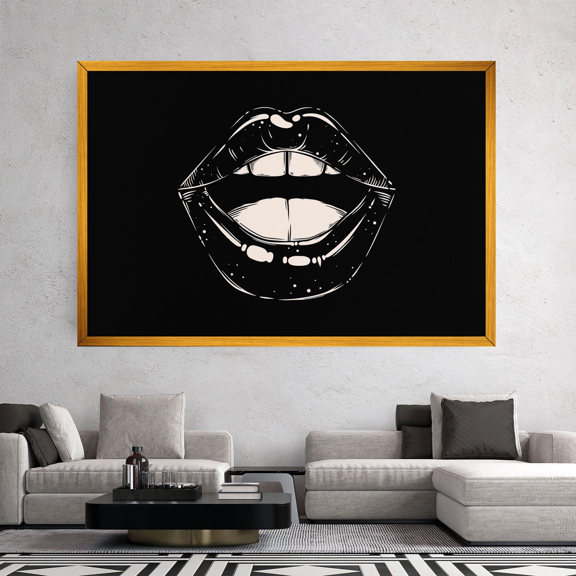Vászonkép Lips On Black mockup 2