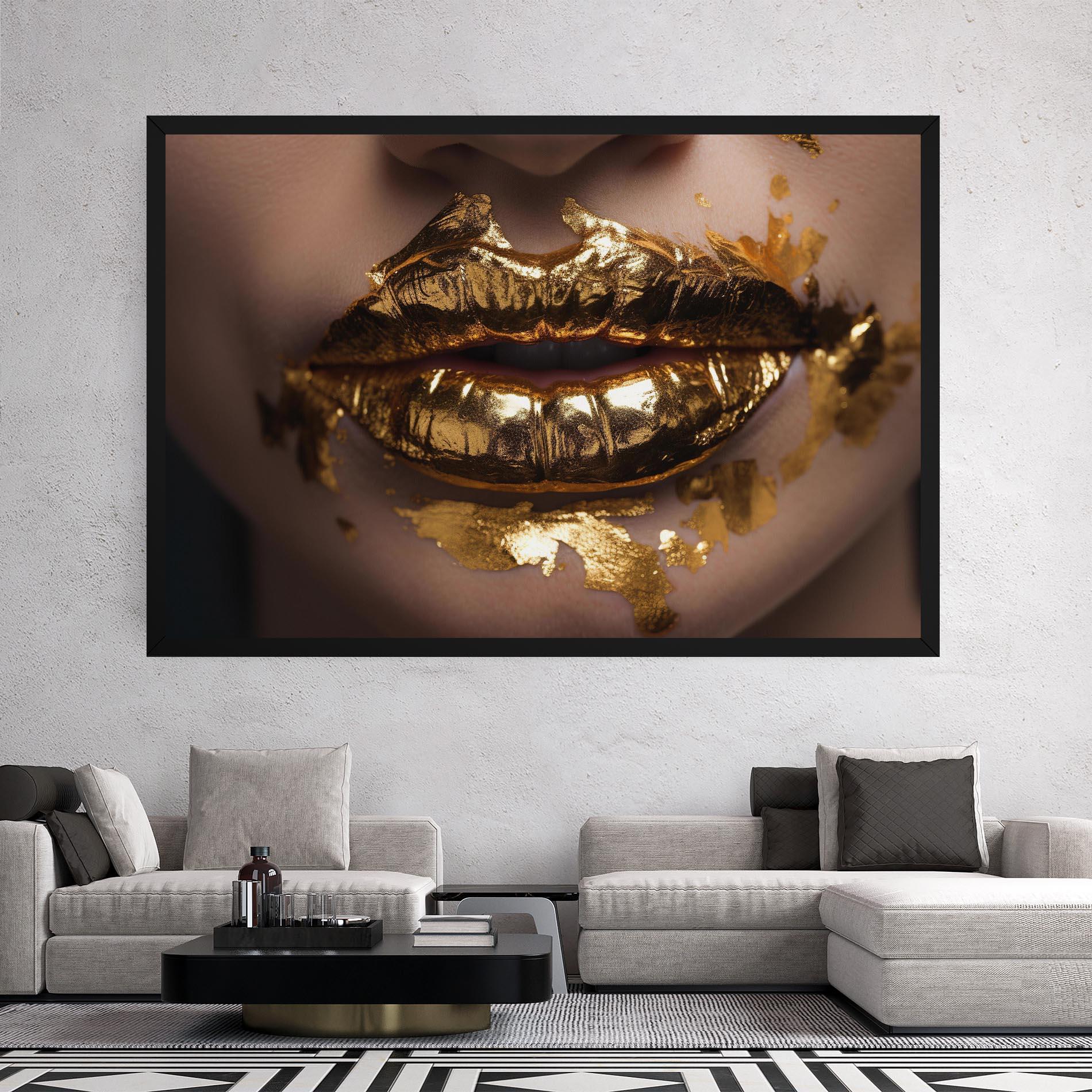 Vászonkép Close Gold Lips mockup 2