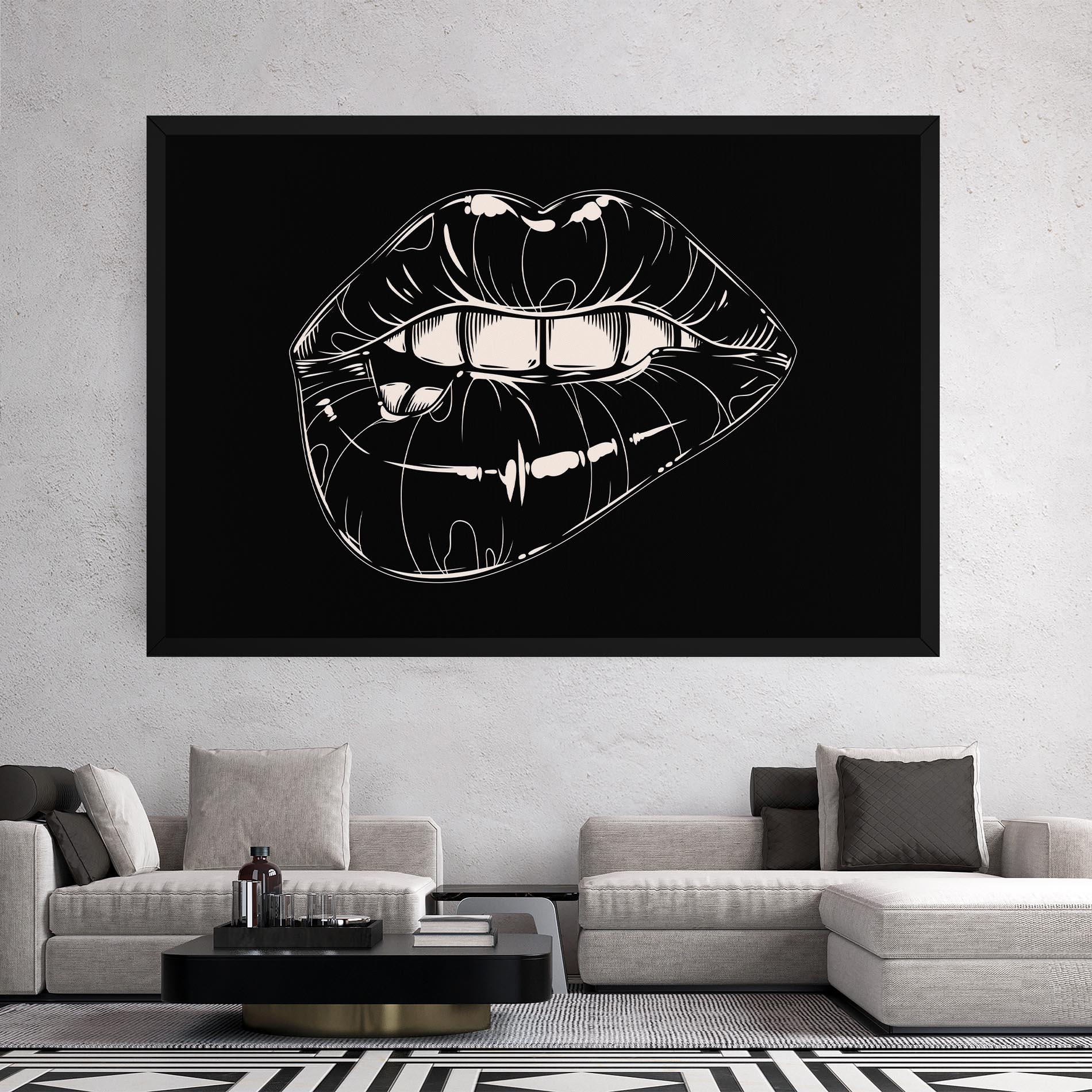 Vászonkép Juicy Lips On Black mockup 2