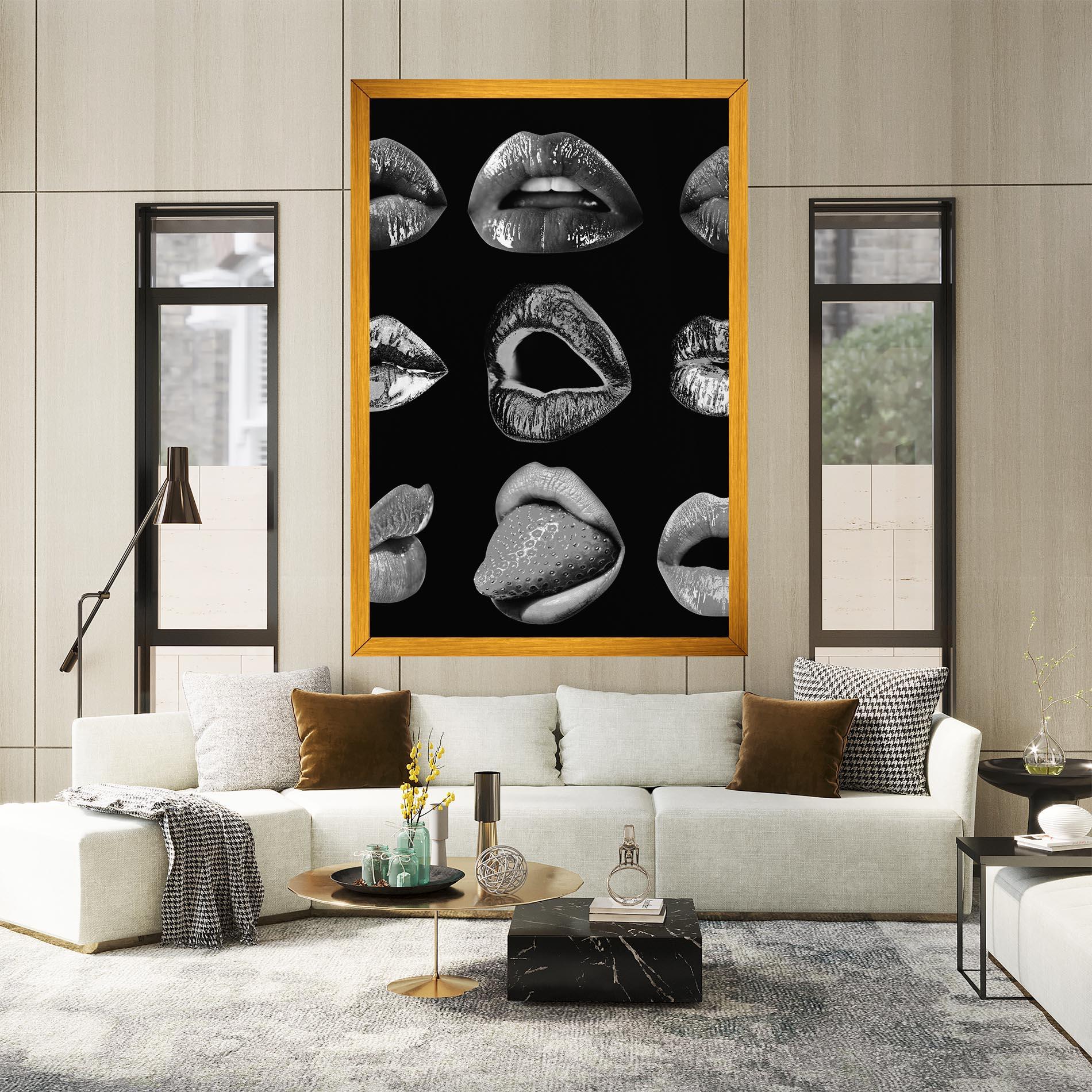 Vászonkép Grey Lips Collage mockup 2