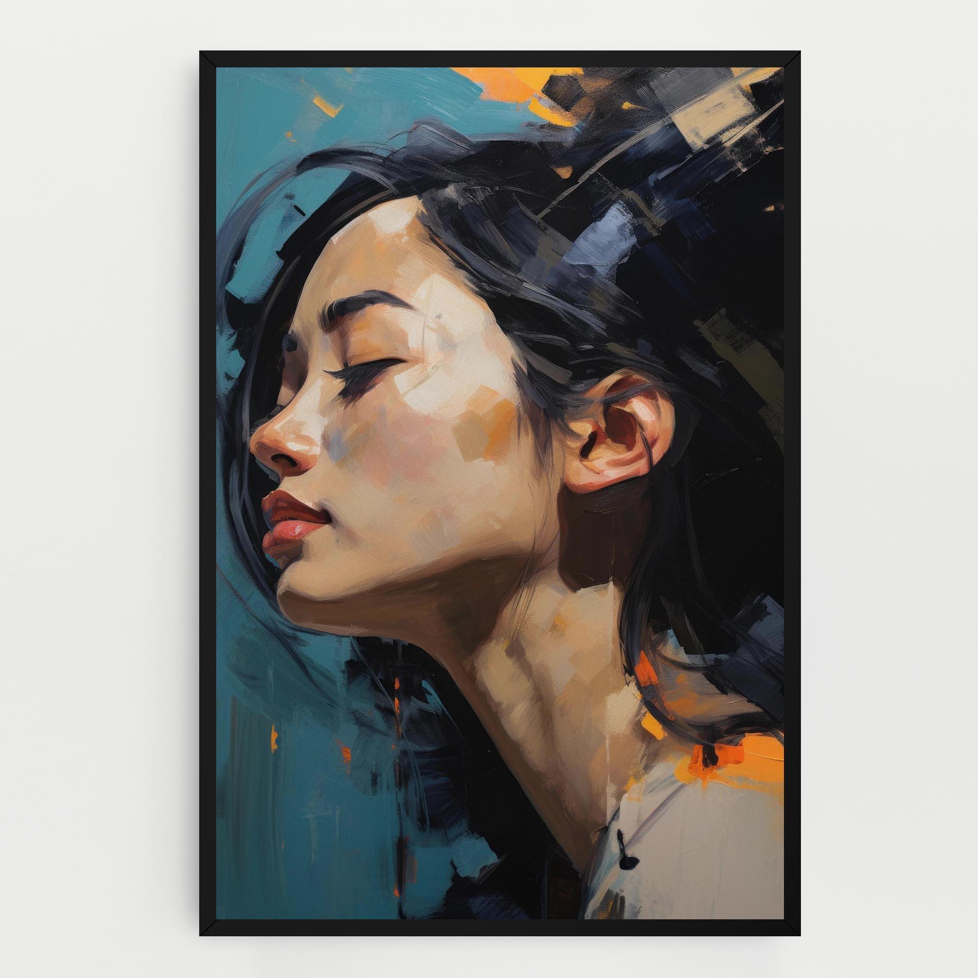 Vászonkép Acrylic Asian Portrait mockup 0