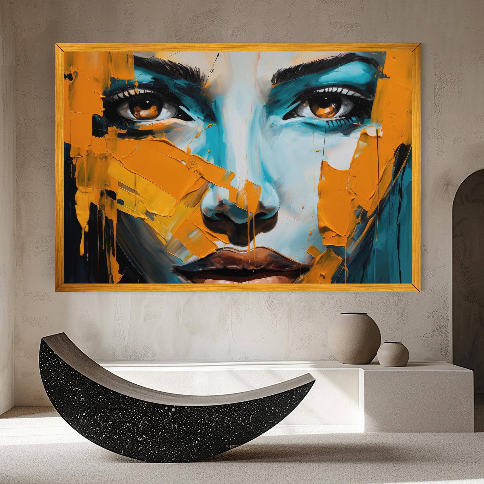 Vászonkép Orange Paint Portrait mockup 8