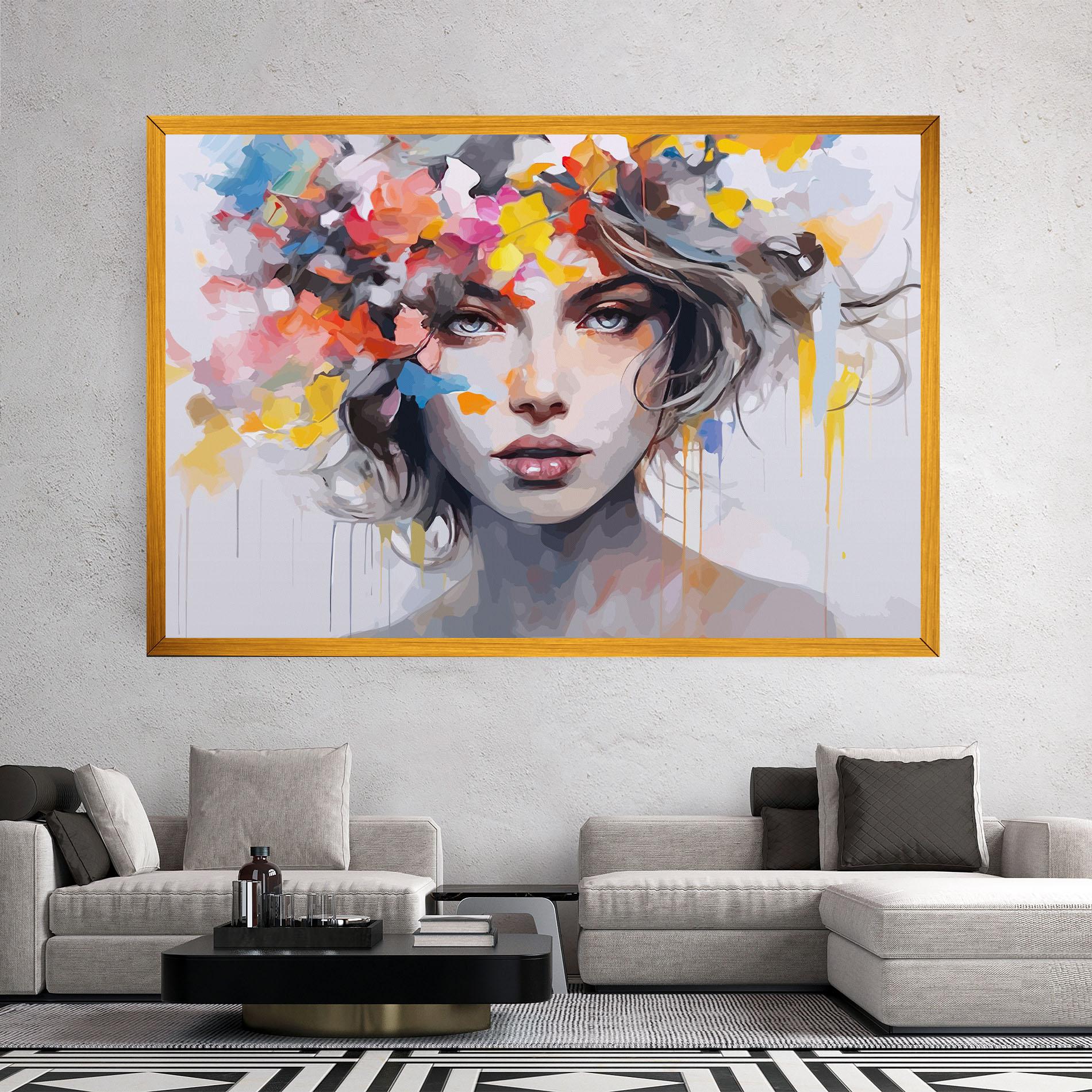 Vászonkép Colorful Hair Portrait mockup 2