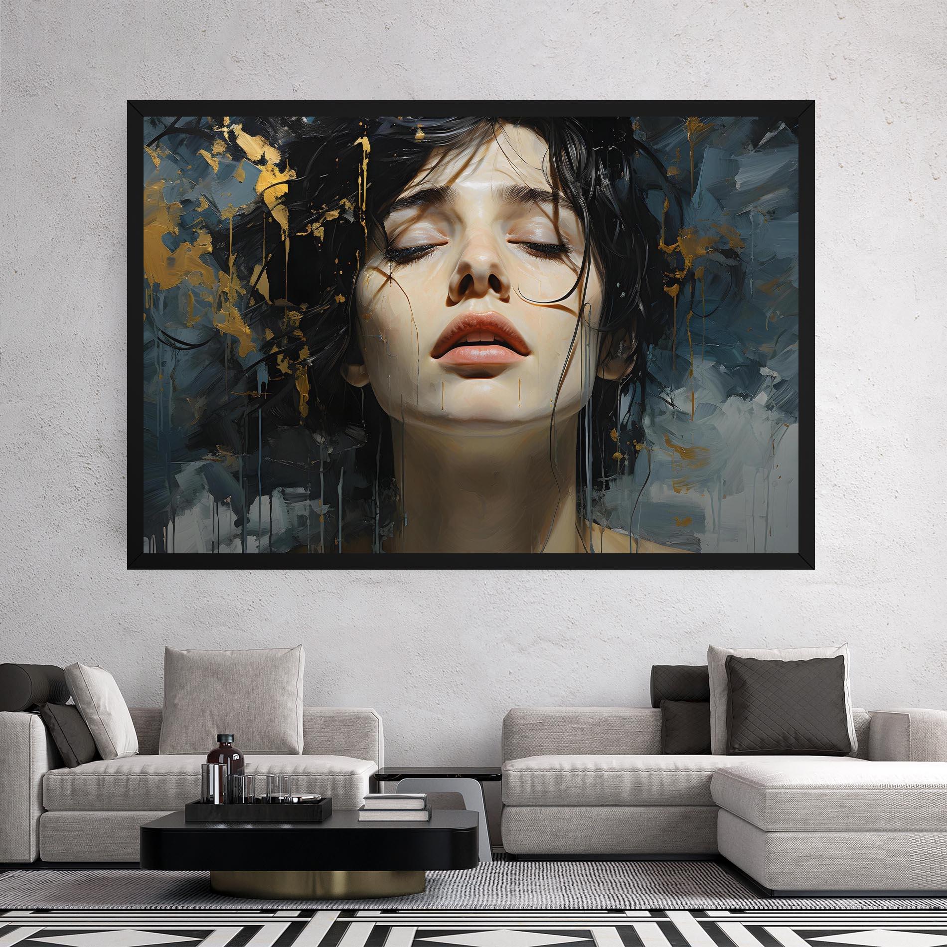 Vászonkép Closed Eyes Woman mockup 2