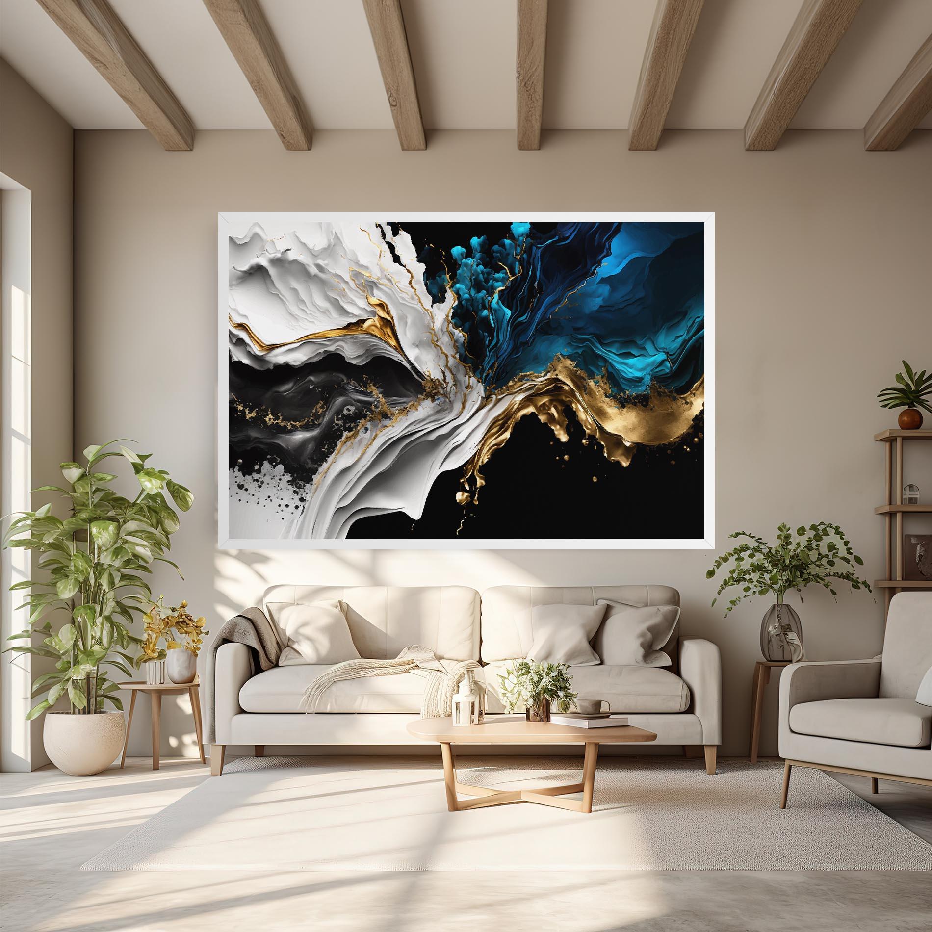 Vászonkép White Black Wave mockup 6