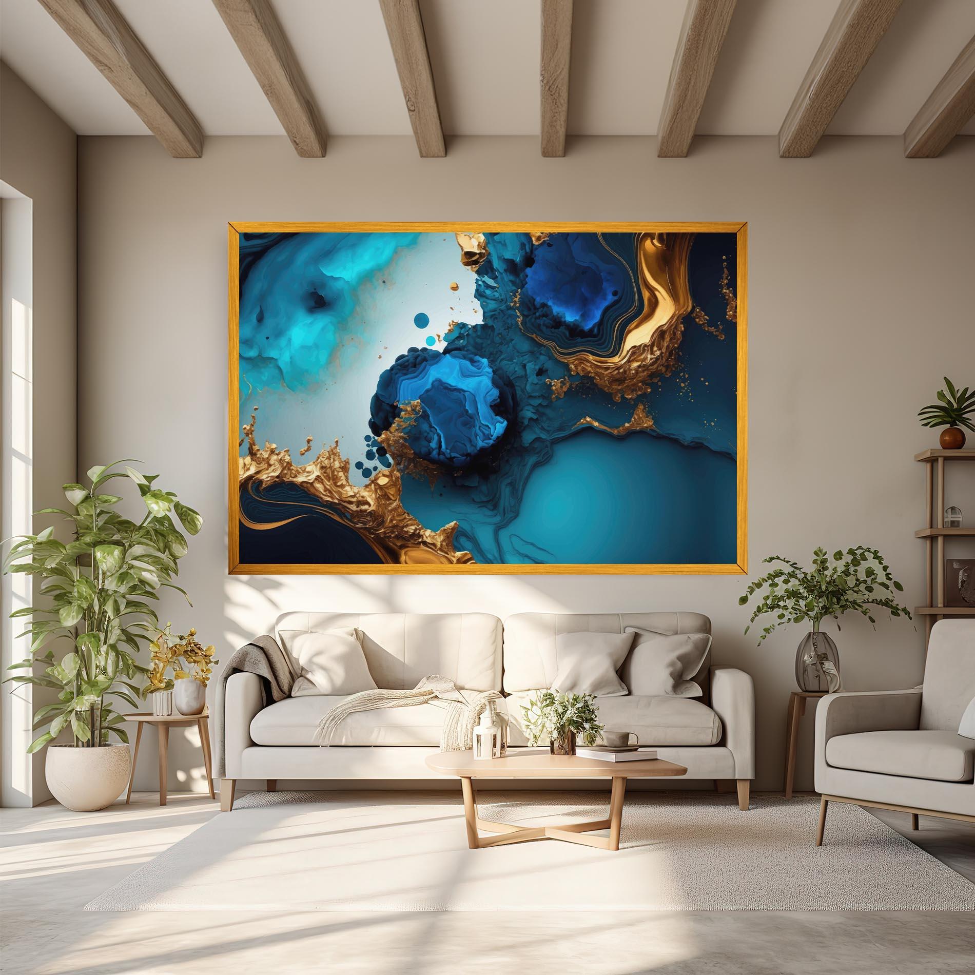 Vászonkép Blue Gold Wave mockup 6