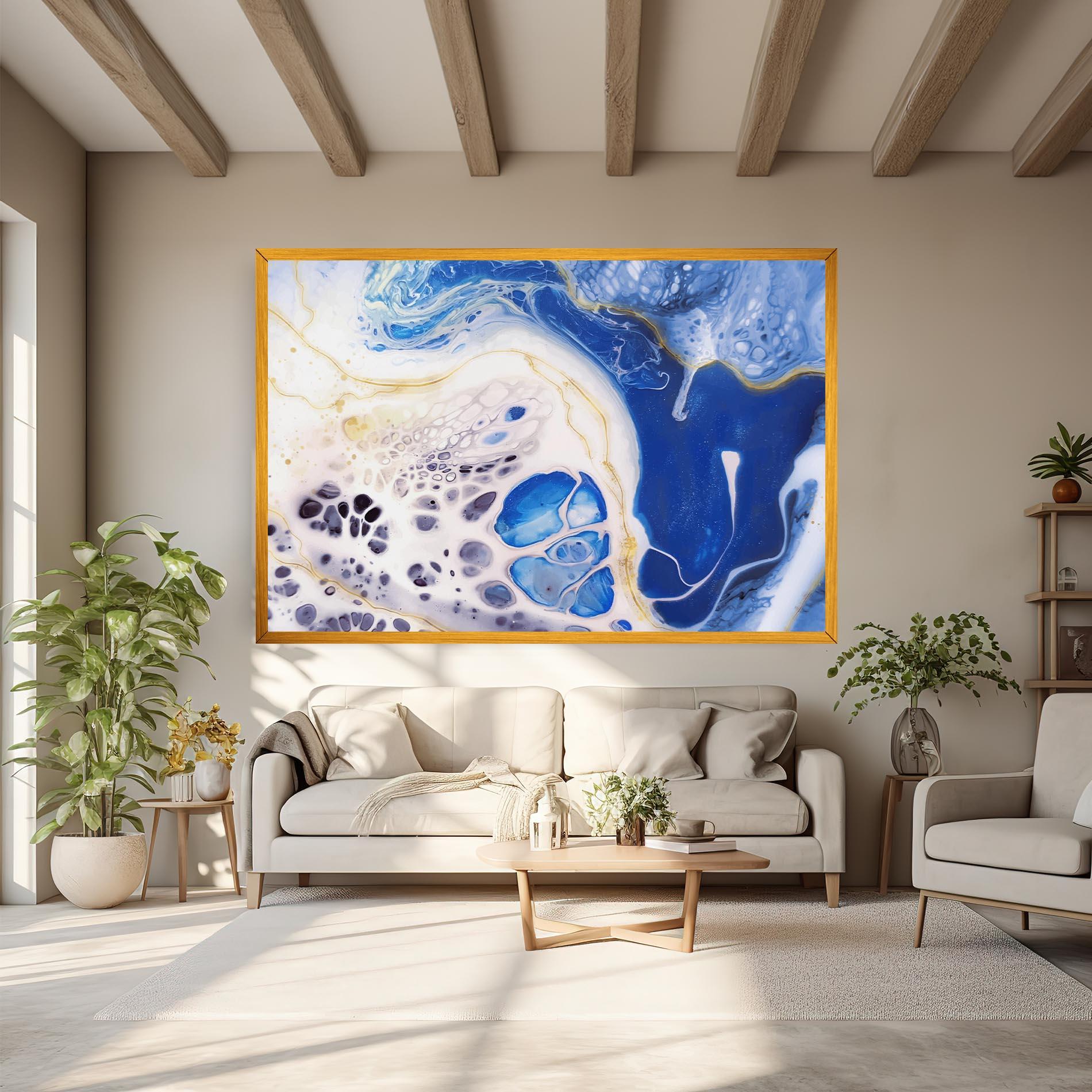 Vászonkép Water Gold Blue Marble mockup 6