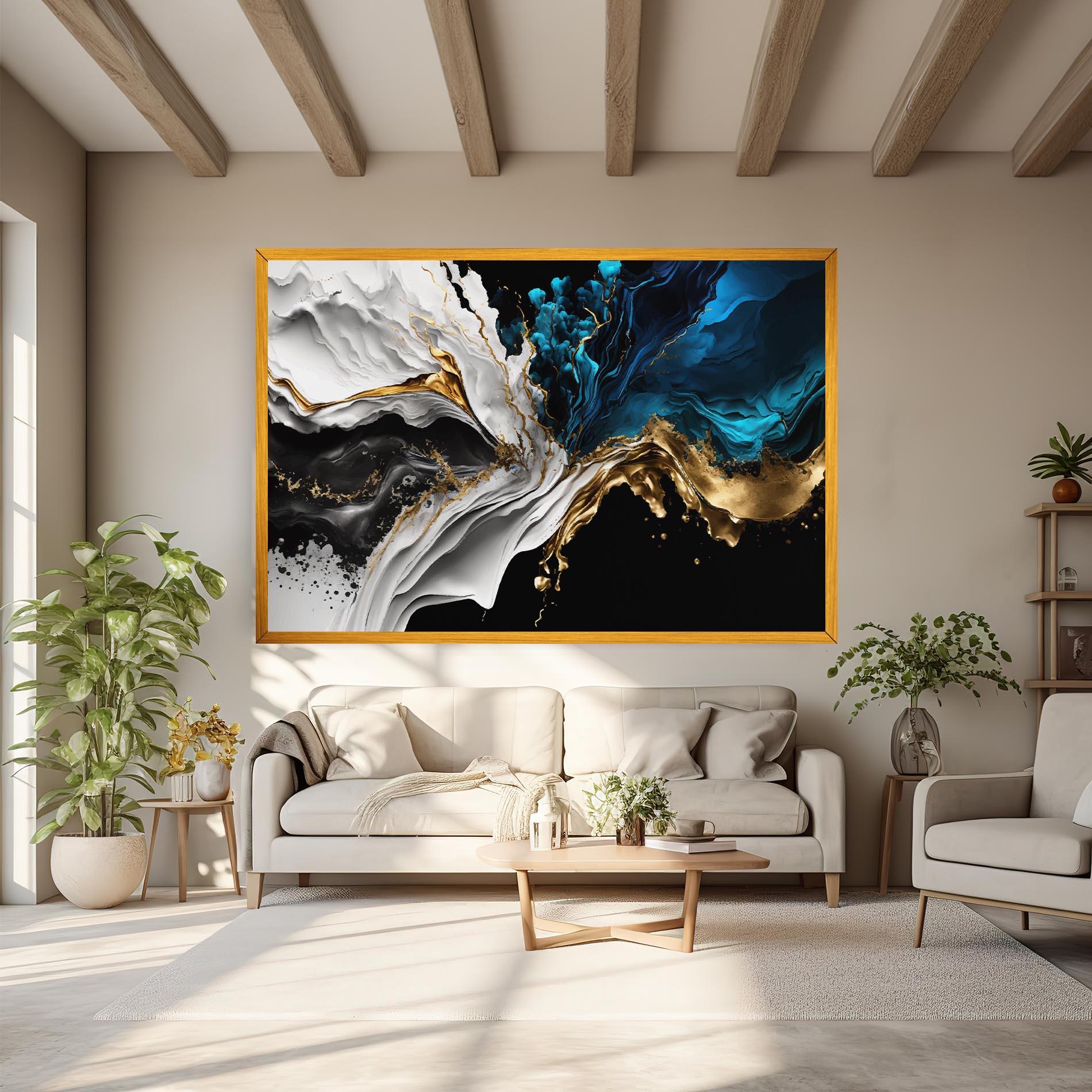 Vászonkép White Black Wave mockup 6