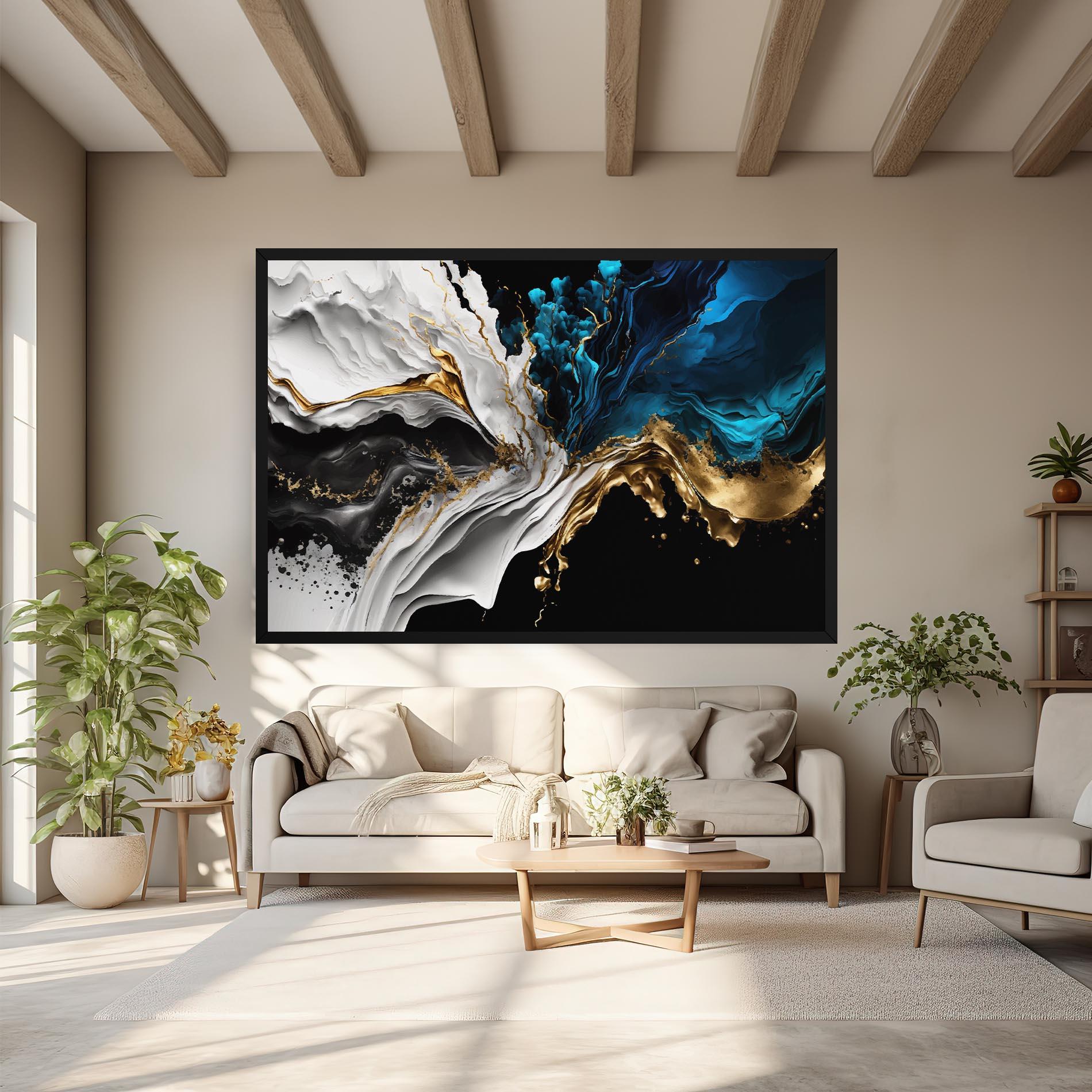 Vászonkép White Black Wave mockup 6