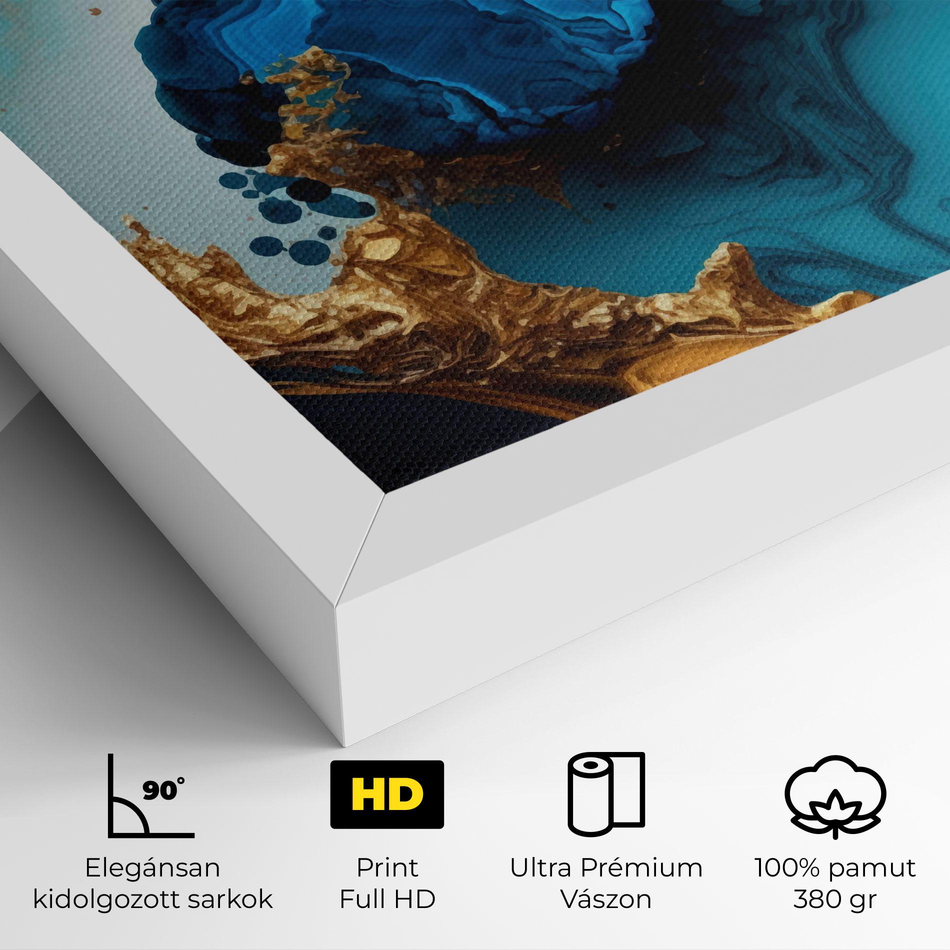Vászonkép Blue Gold Wave mockup 4