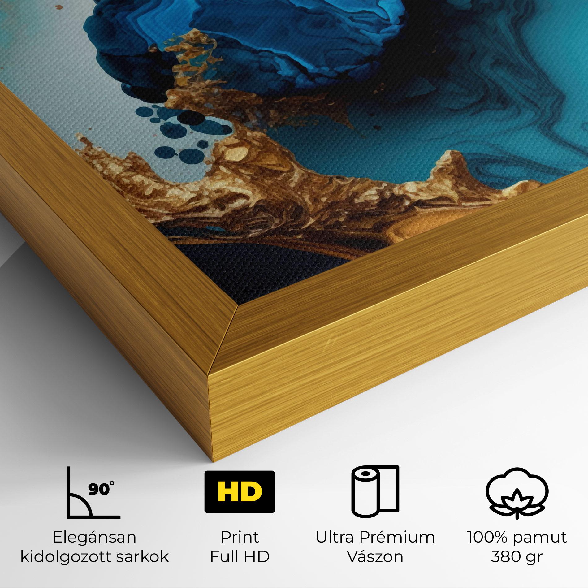 Vászonkép Blue Gold Wave mockup 4