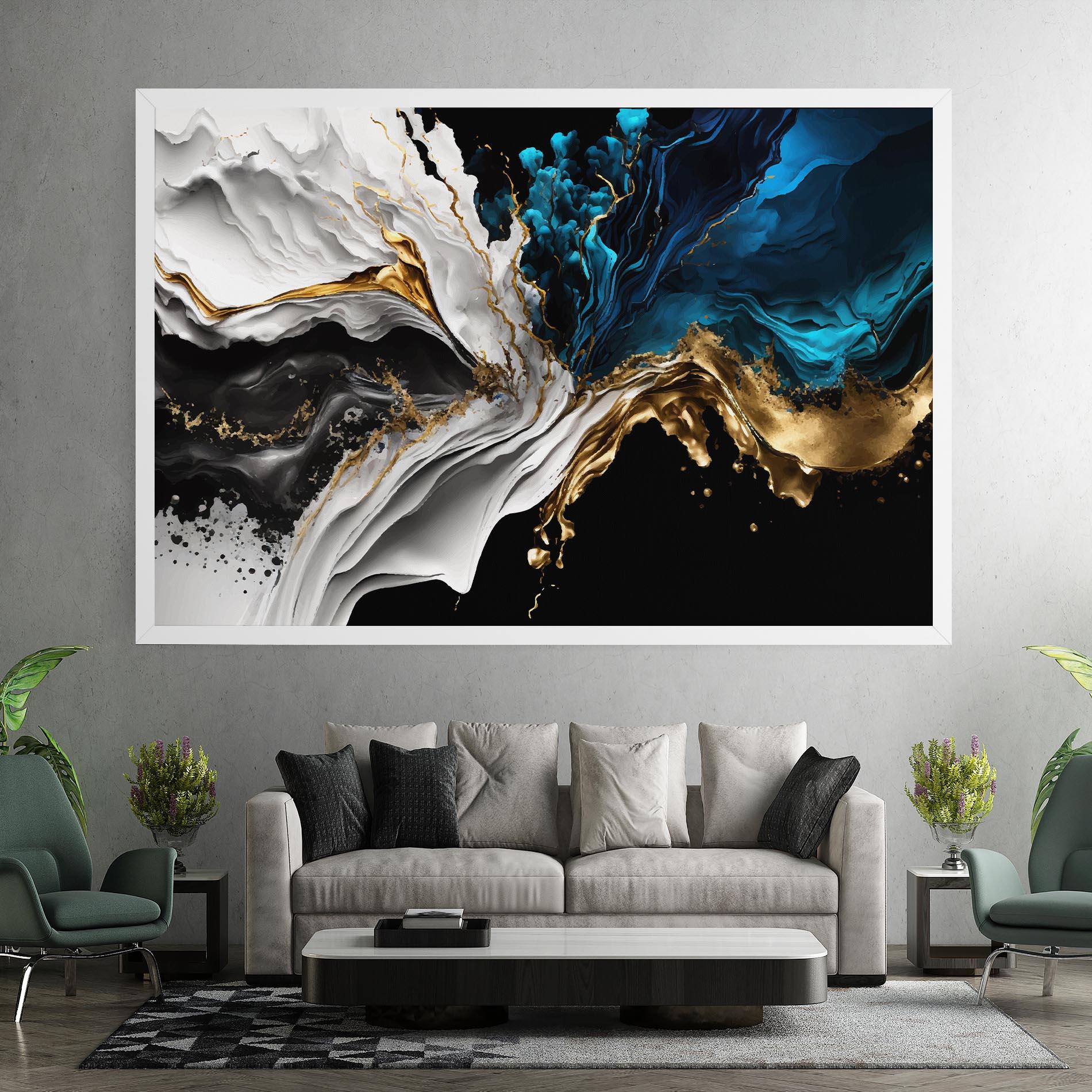 Vászonkép White Black Wave mockup 7