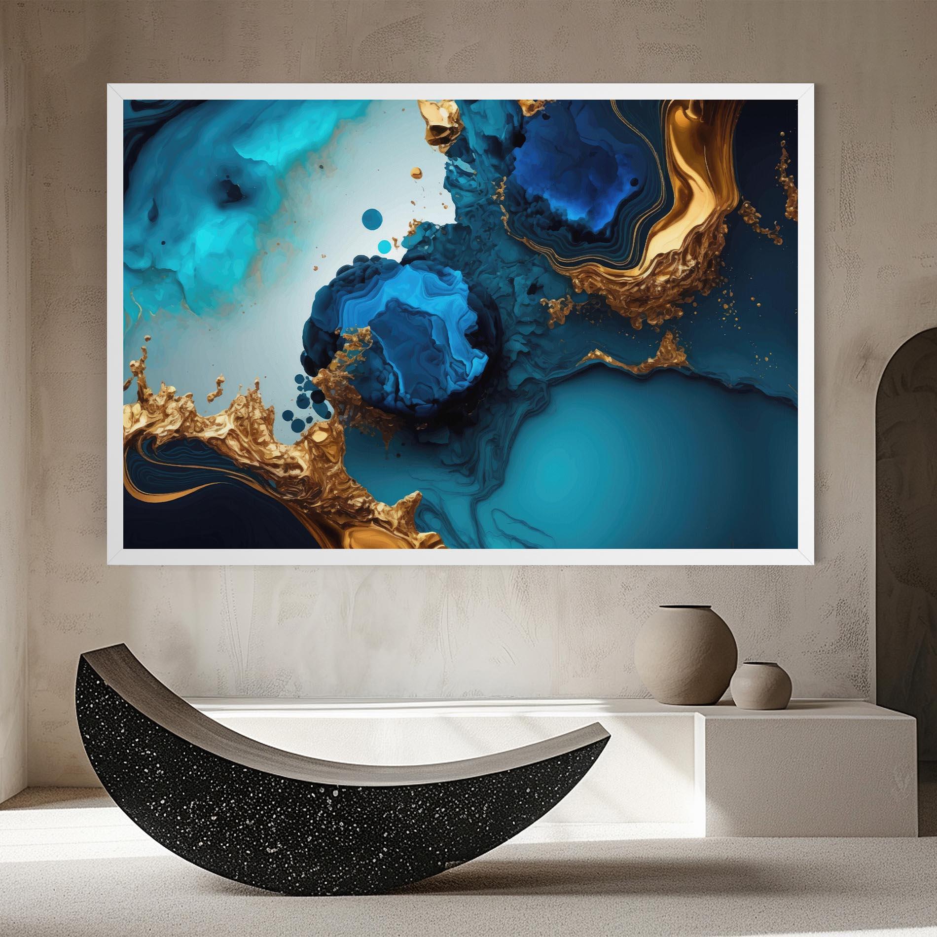 Vászonkép Blue Gold Wave mockup 8