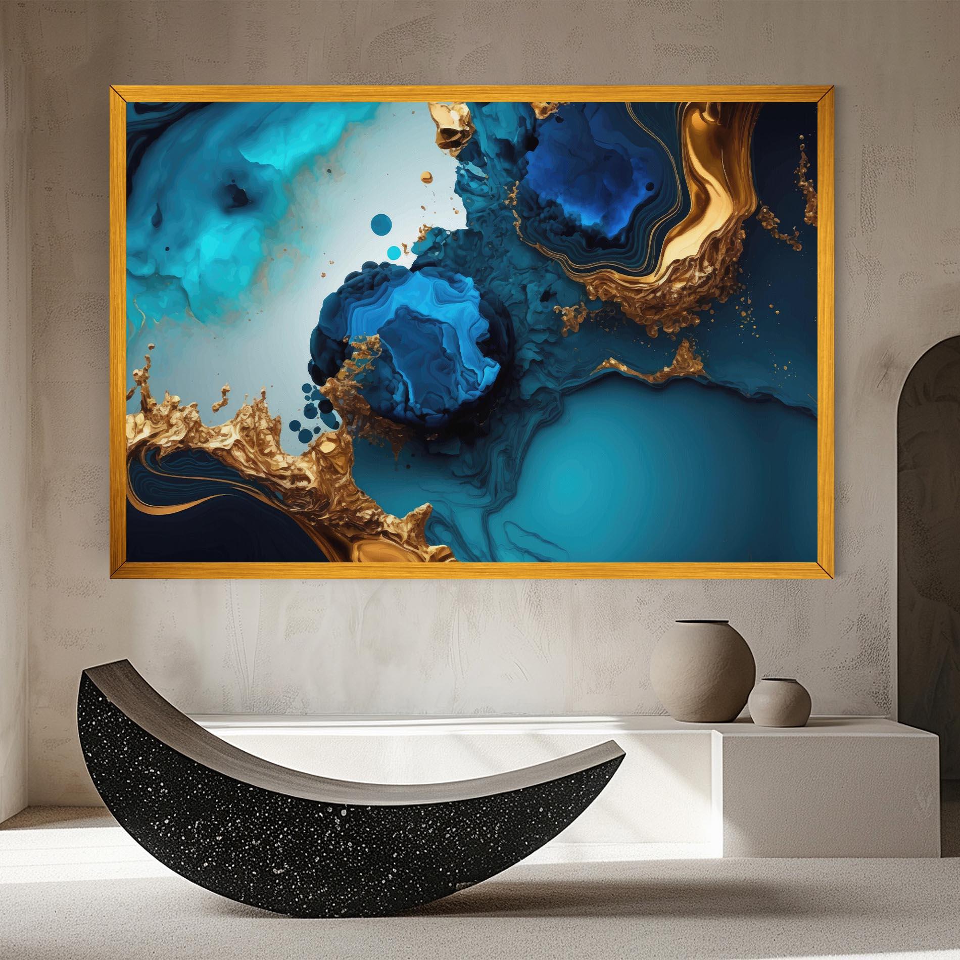 Vászonkép Blue Gold Wave mockup 8