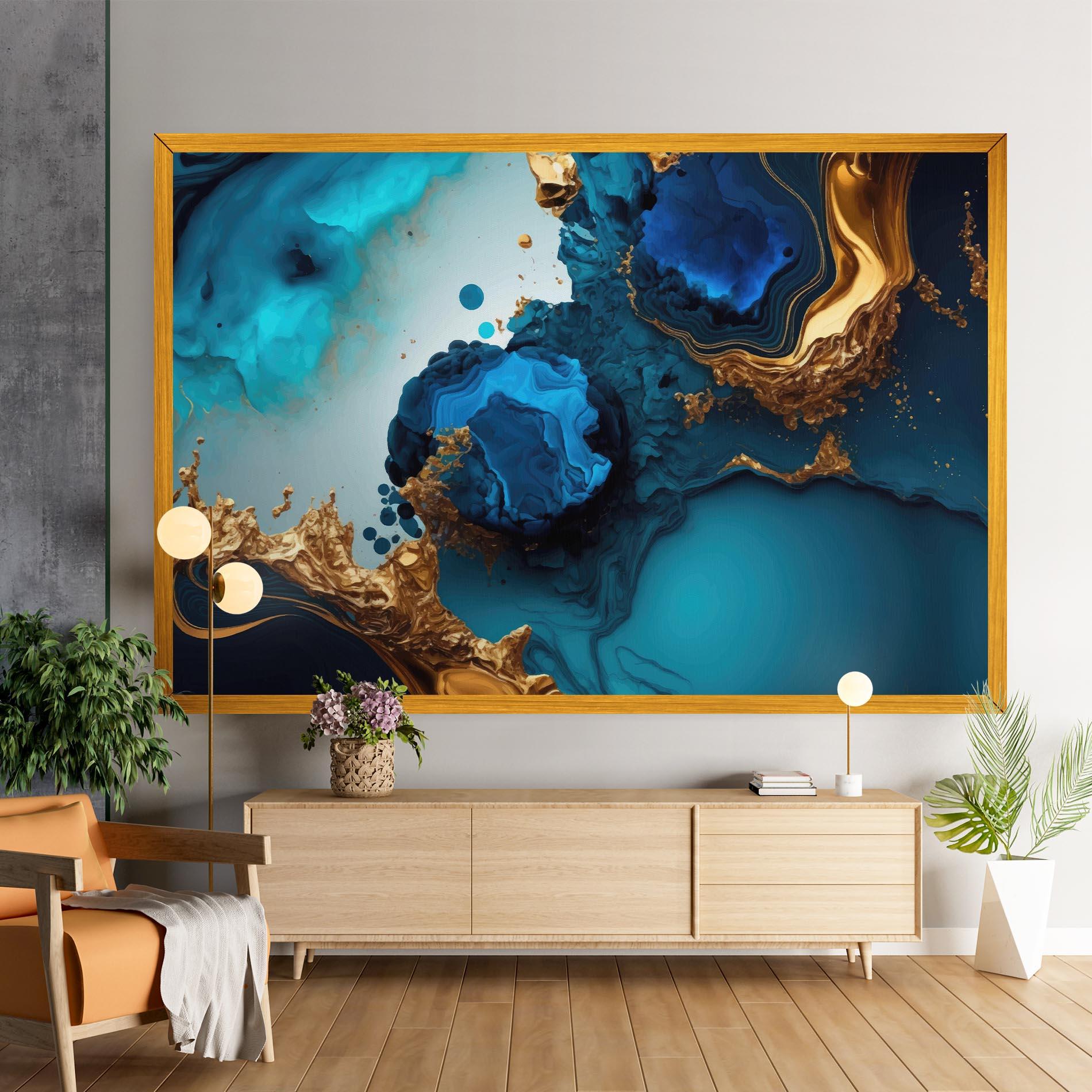 Vászonkép Blue Gold Wave mockup 9