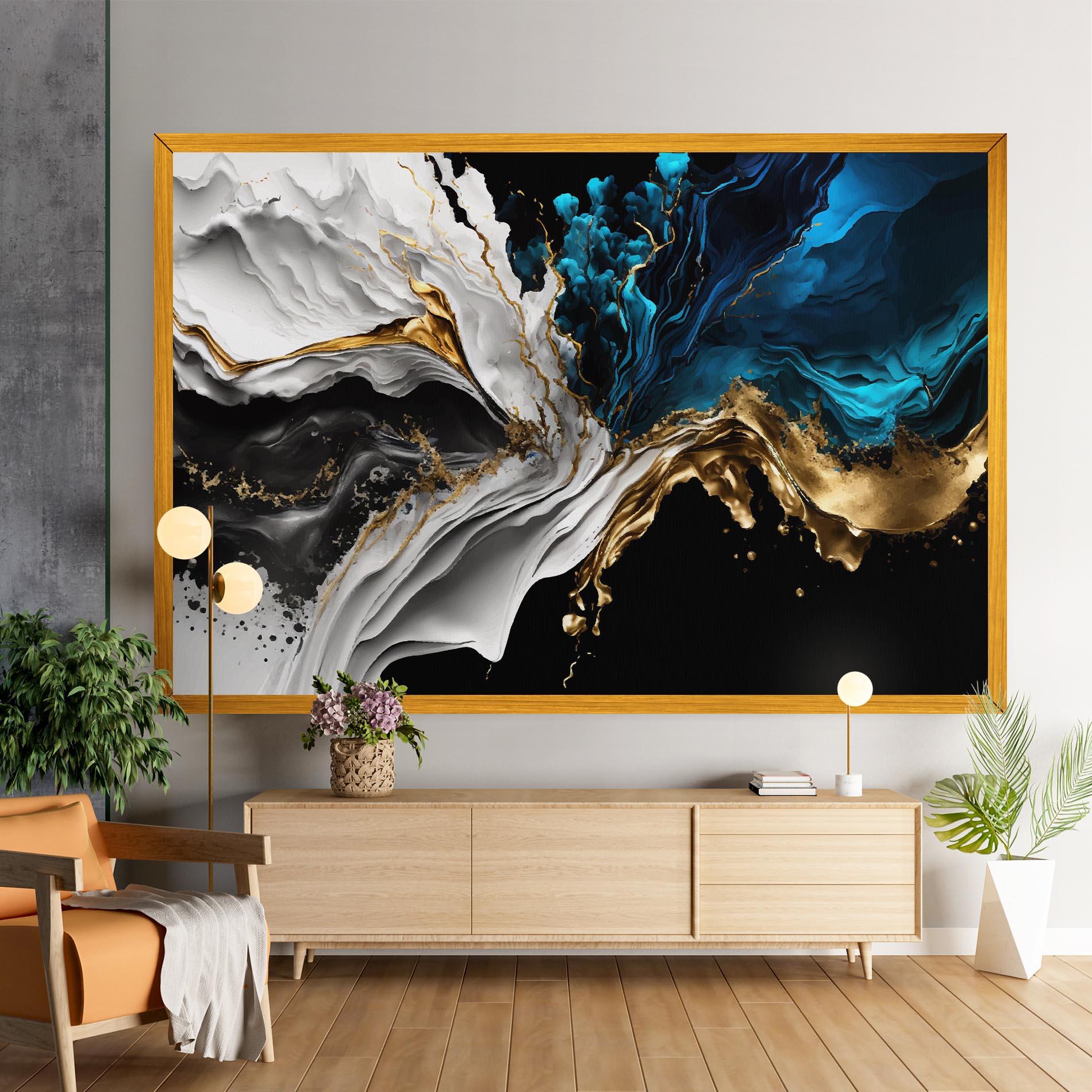 Vászonkép White Black Wave mockup 9