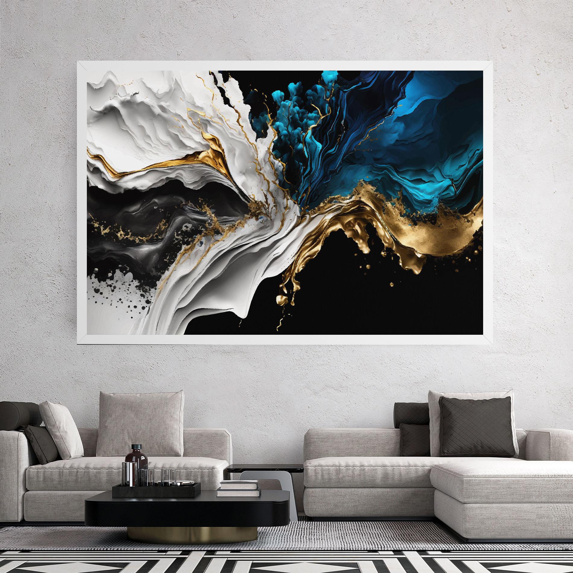 Vászonkép White Black Wave mockup 2