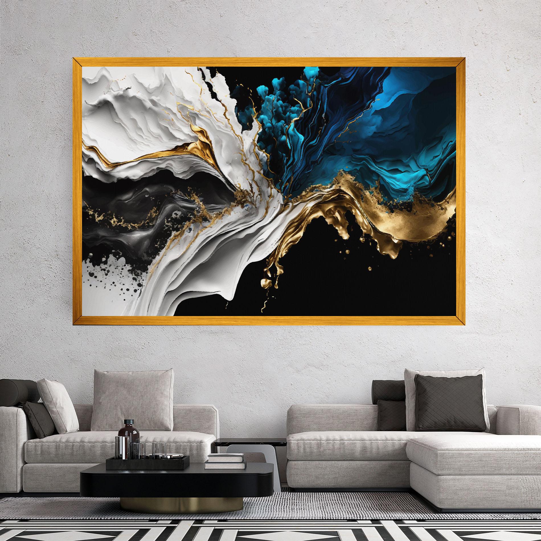 Vászonkép White Black Wave mockup 2