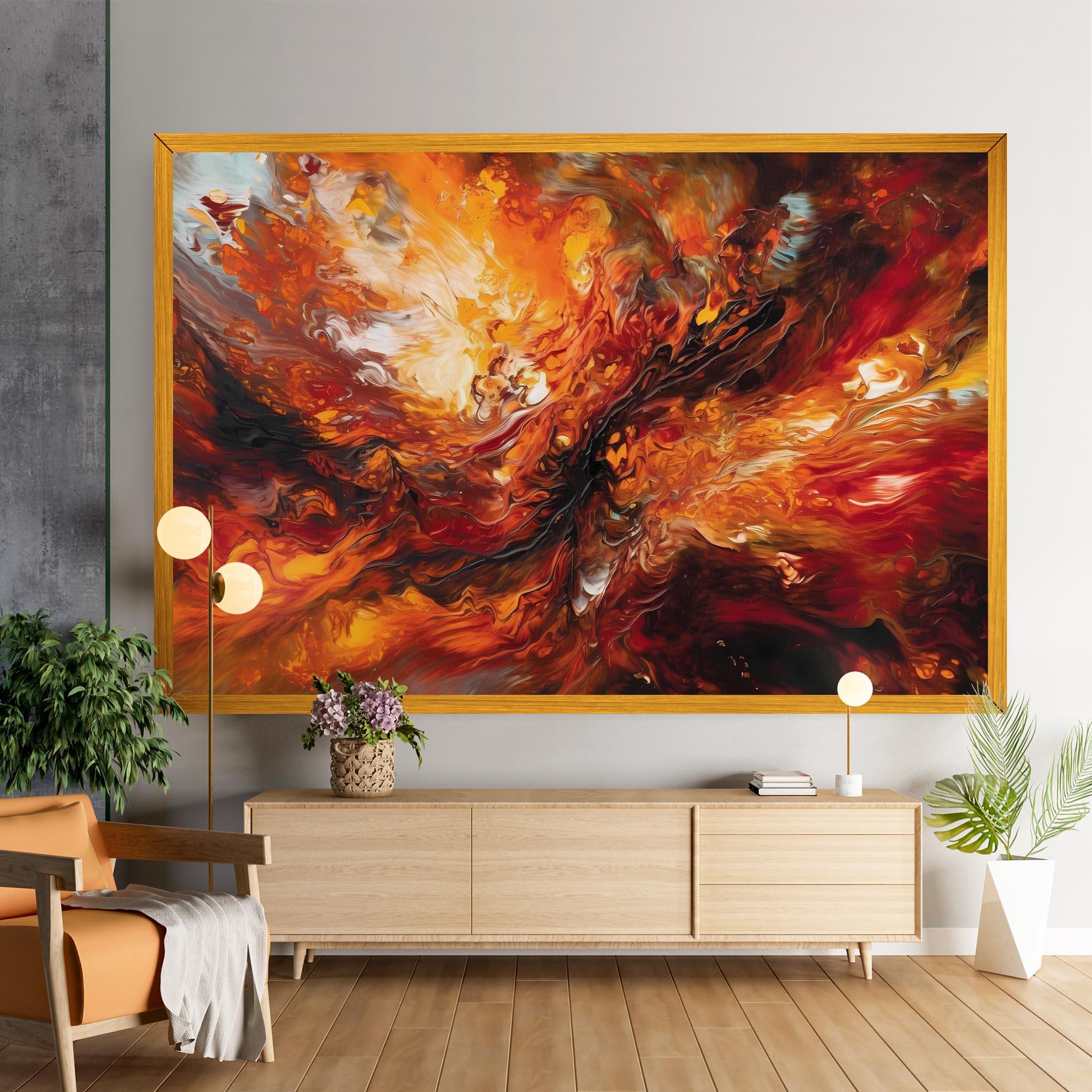 Vászonkép Fiery Red Orange Art mockup 9