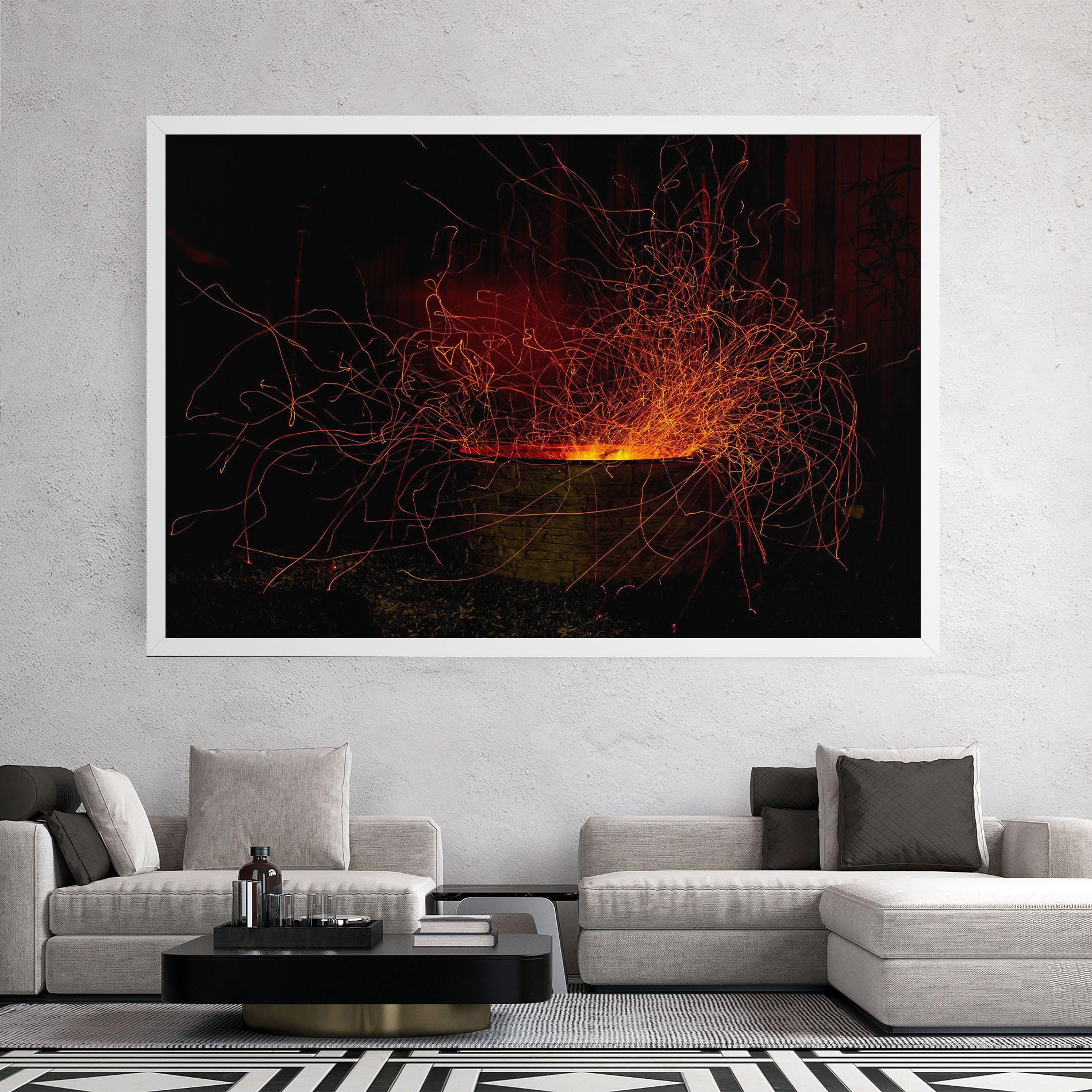 Vászonkép Fire Drawing Effect mockup 2