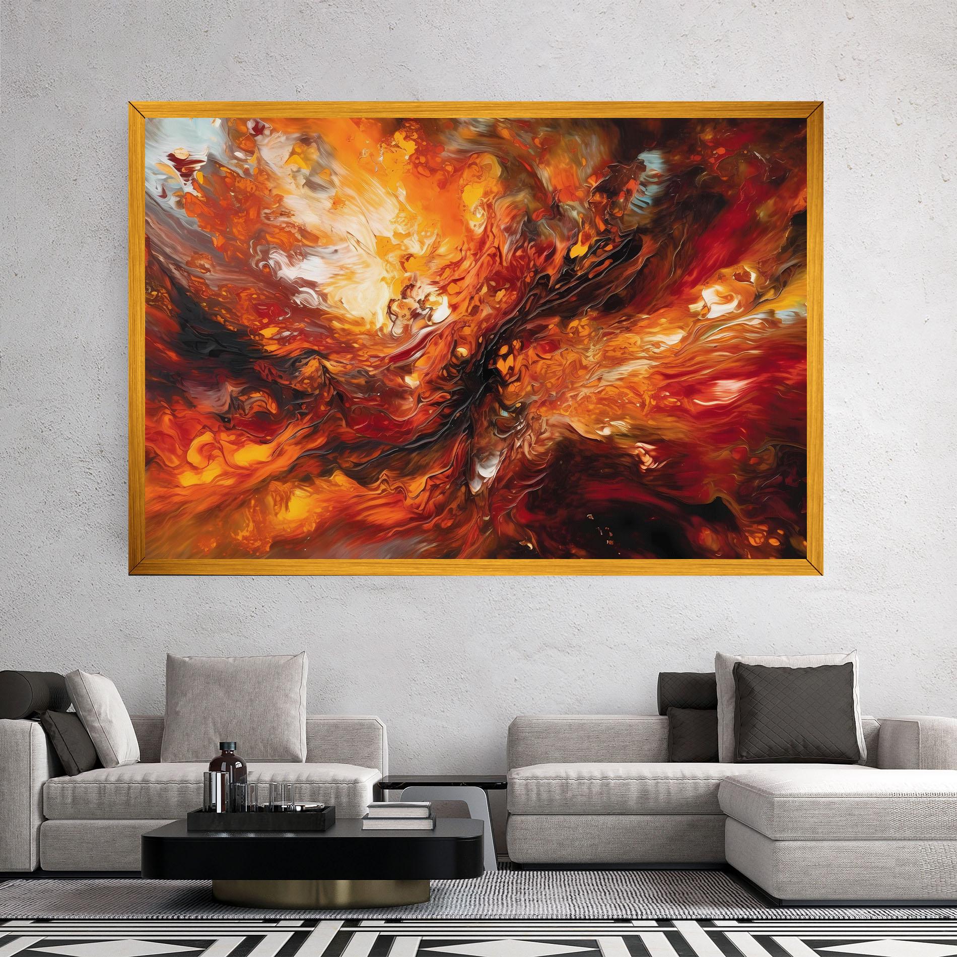 Vászonkép Fiery Red Orange Art mockup 2