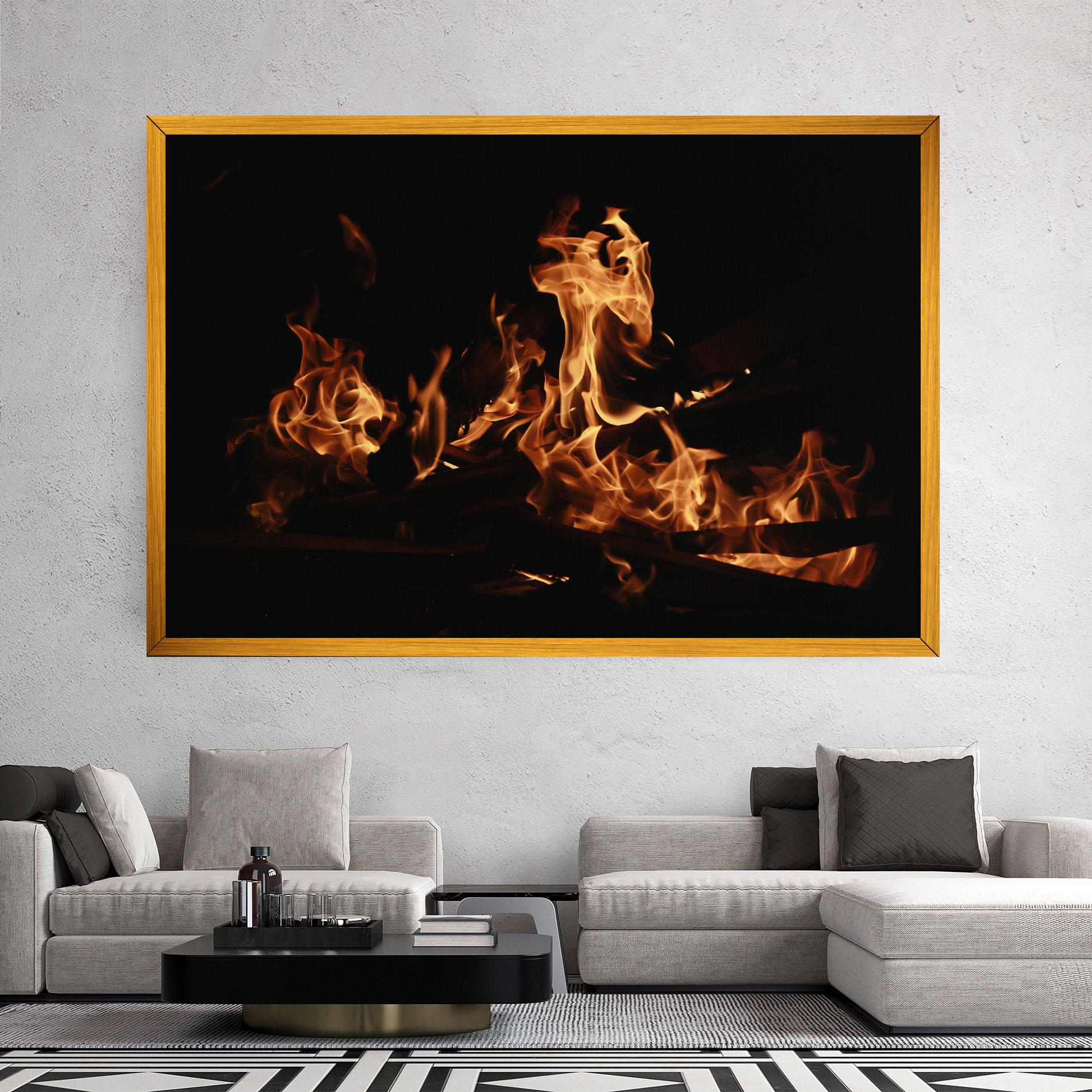 Vászonkép Fire On Black mockup 2