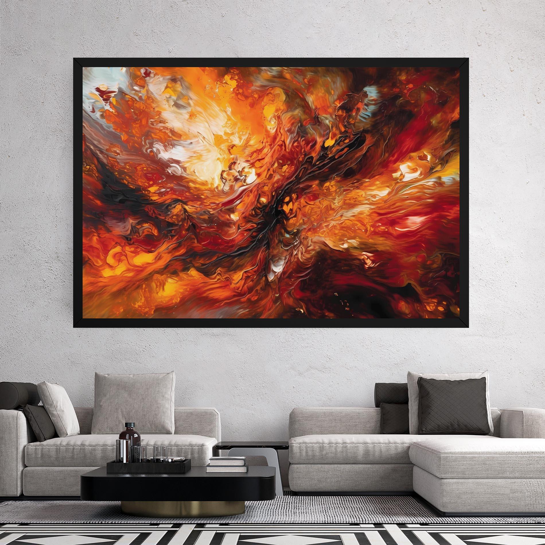 Vászonkép Fiery Red Orange Art mockup 2