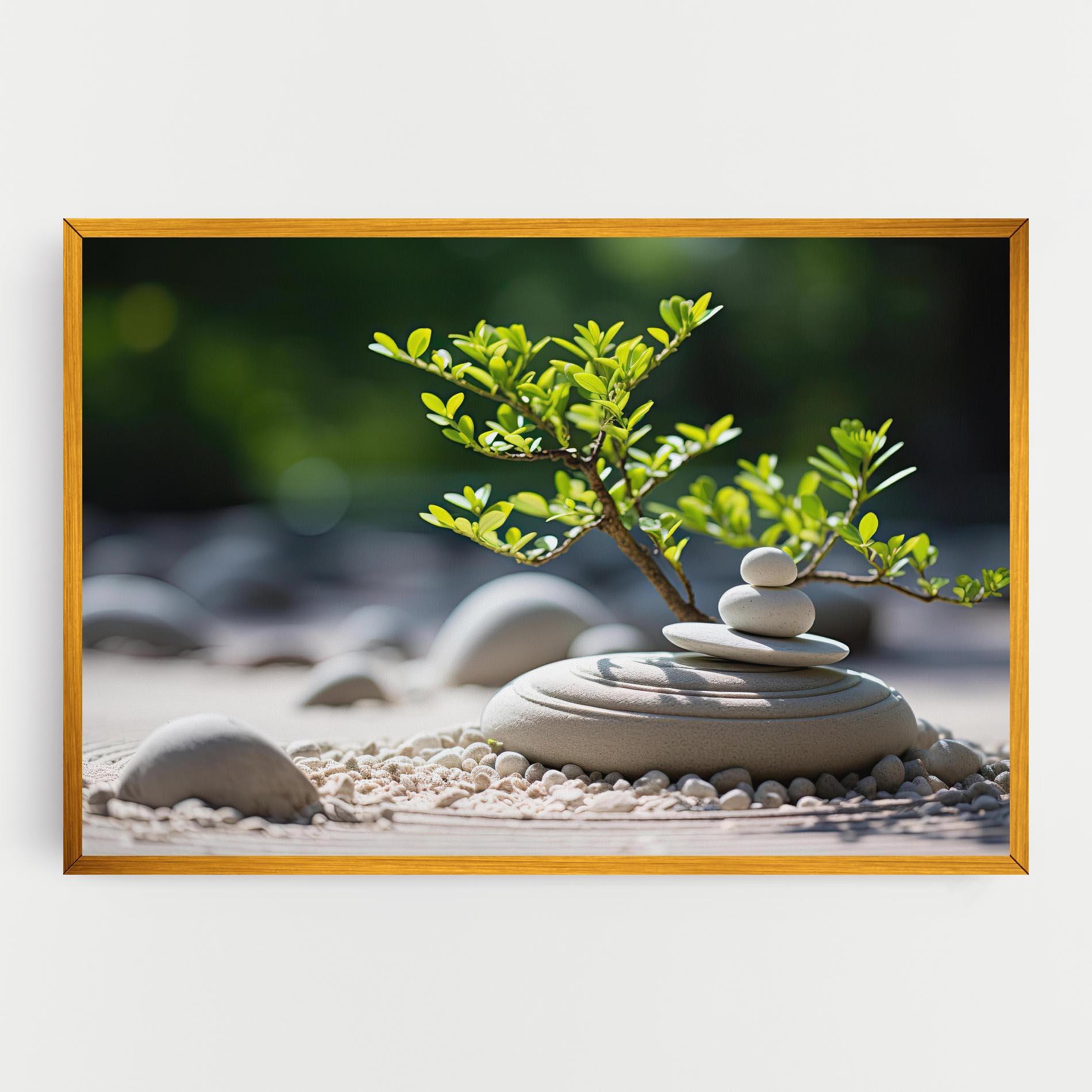 Vászonkép White Pebbles Plants mockup 0