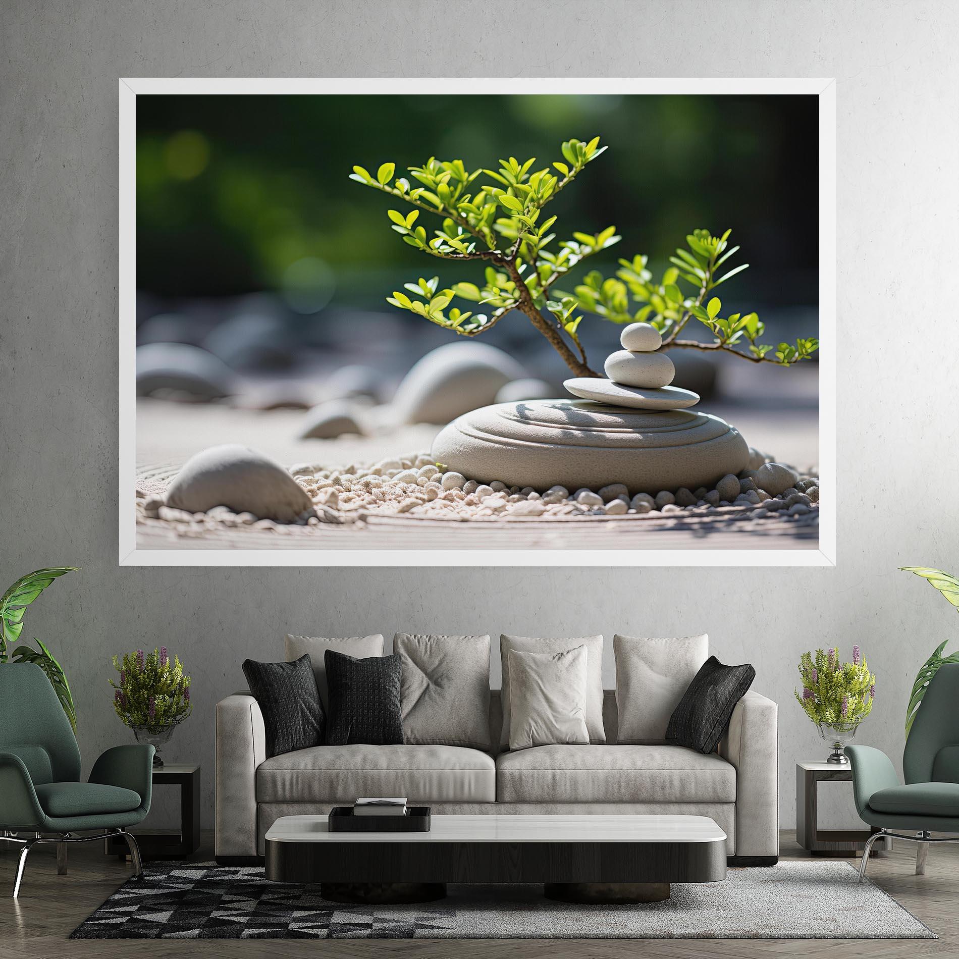Vászonkép White Pebbles Plants mockup 7
