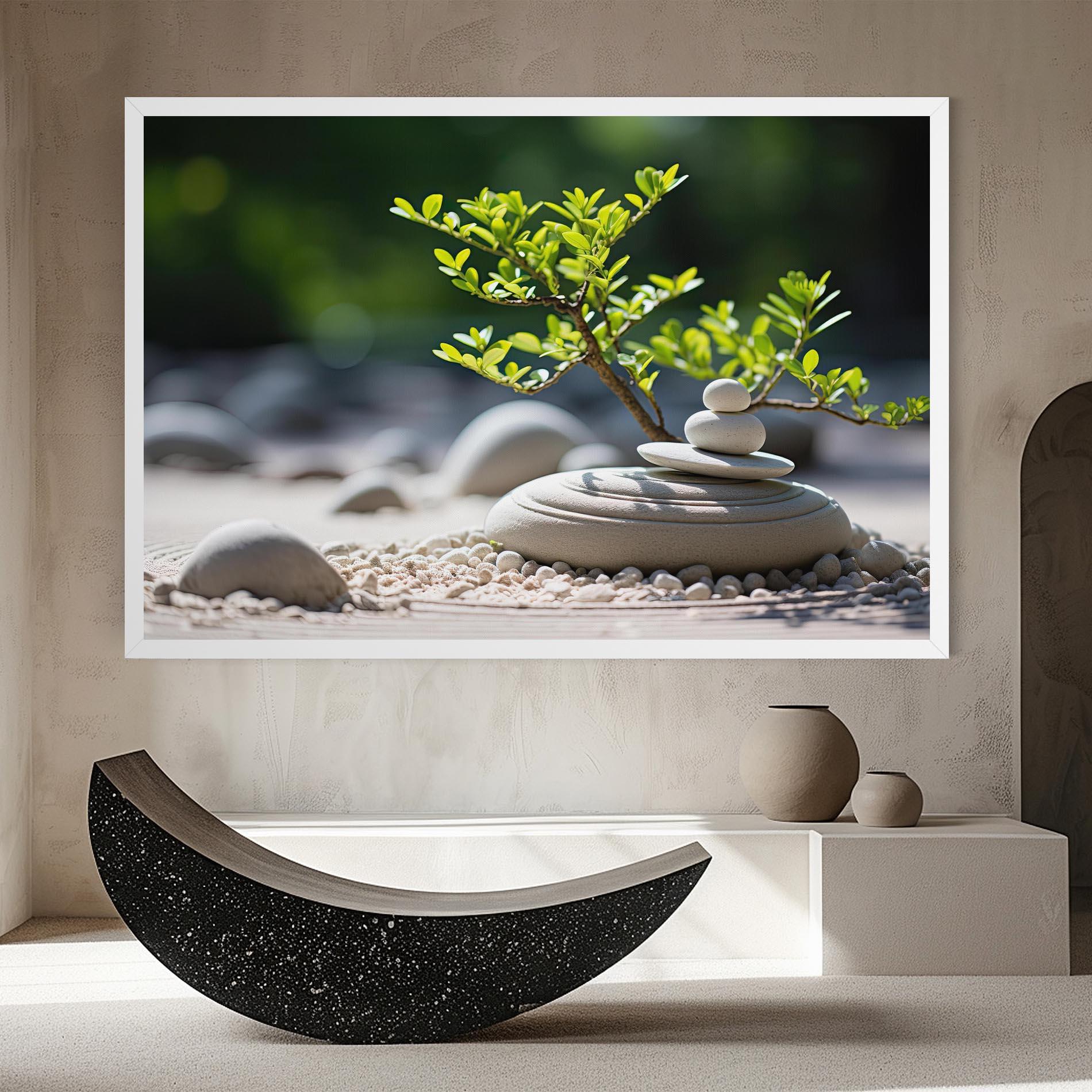 Vászonkép White Pebbles Plants mockup 8