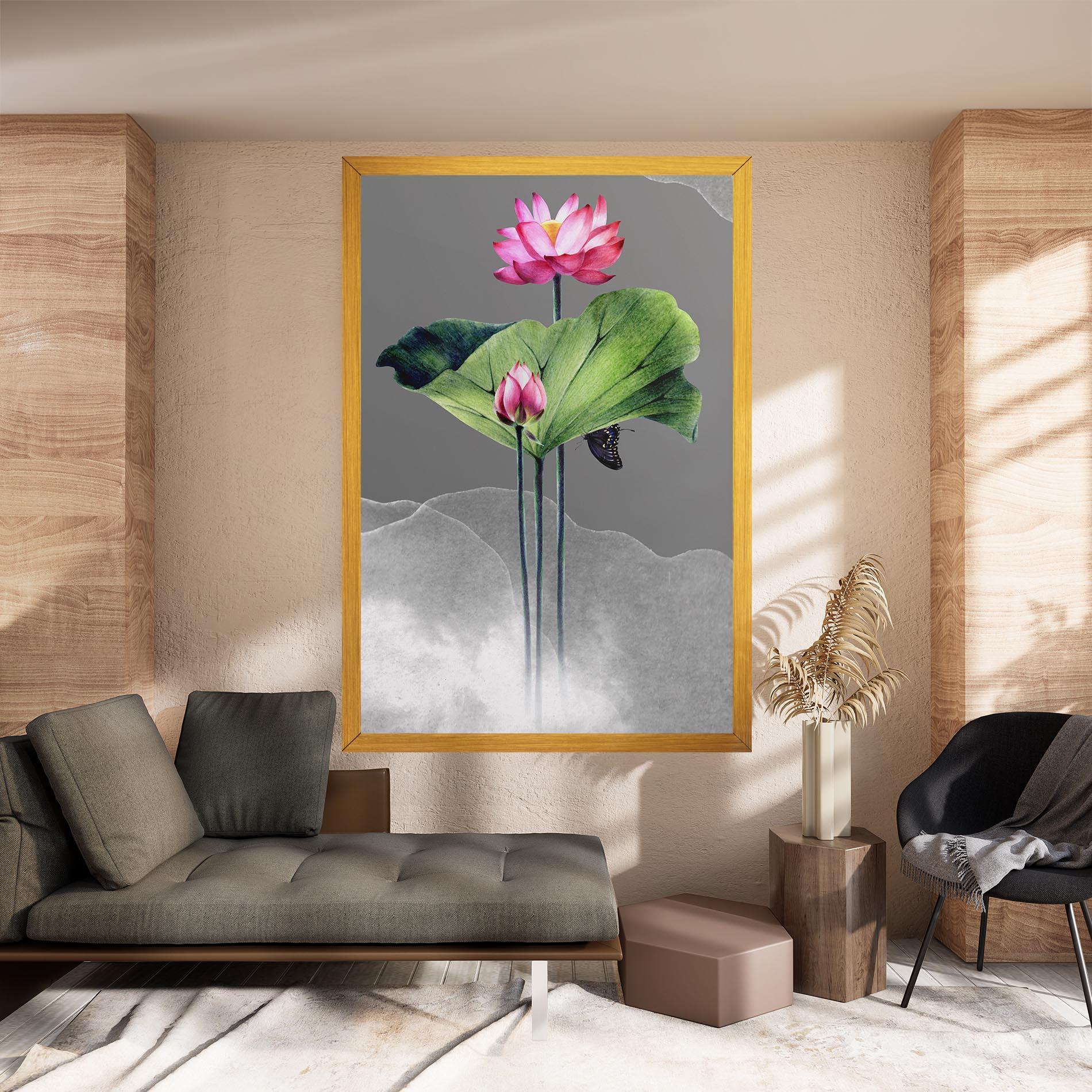Vászonkép Pink Lotus Art mockup 8