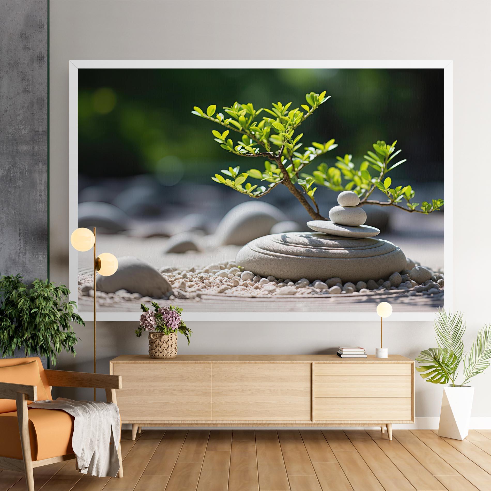 Vászonkép White Pebbles Plants mockup 9