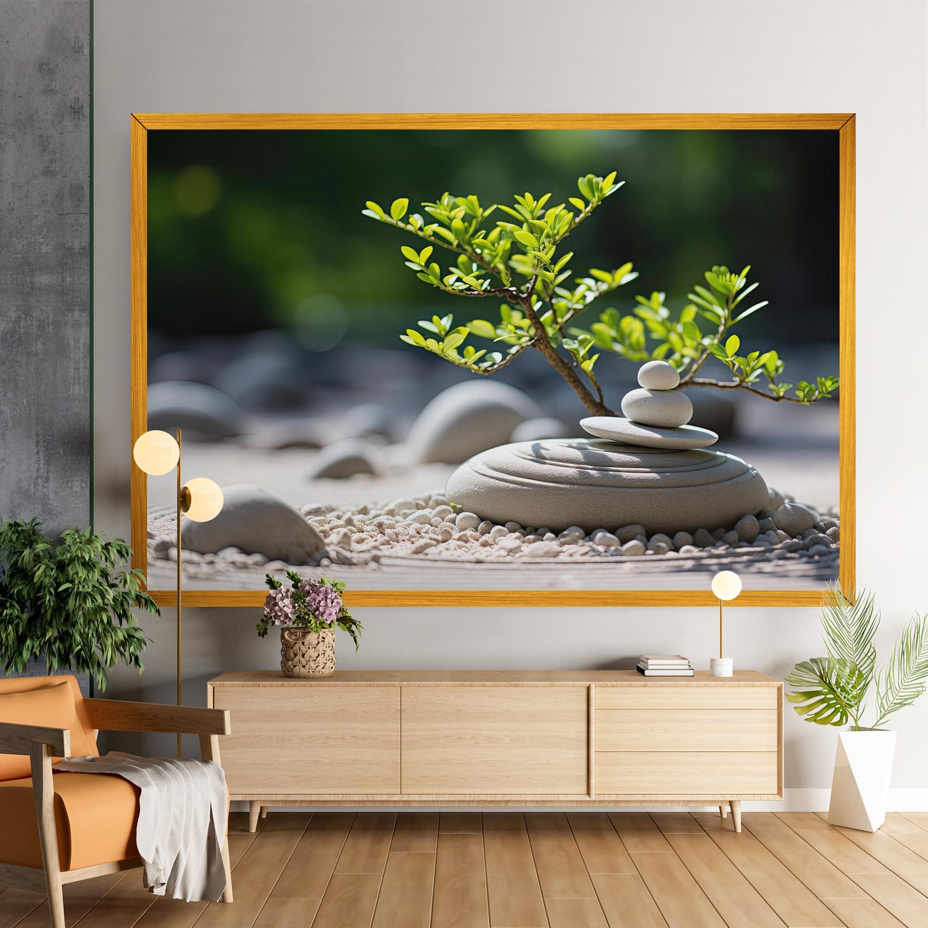 Vászonkép White Pebbles Plants mockup 9