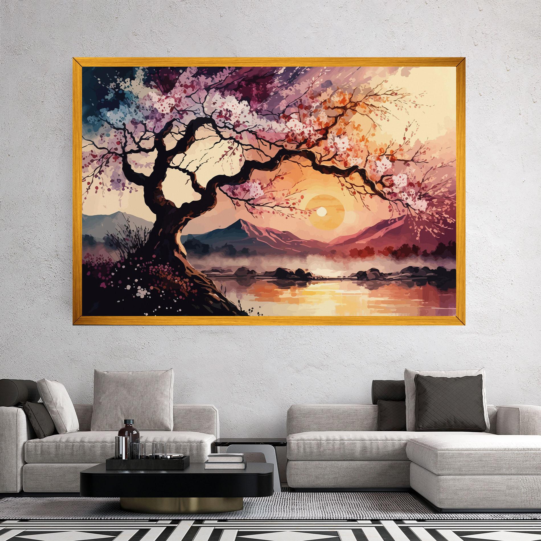 Vászonkép Pink Tree Nature mockup 2