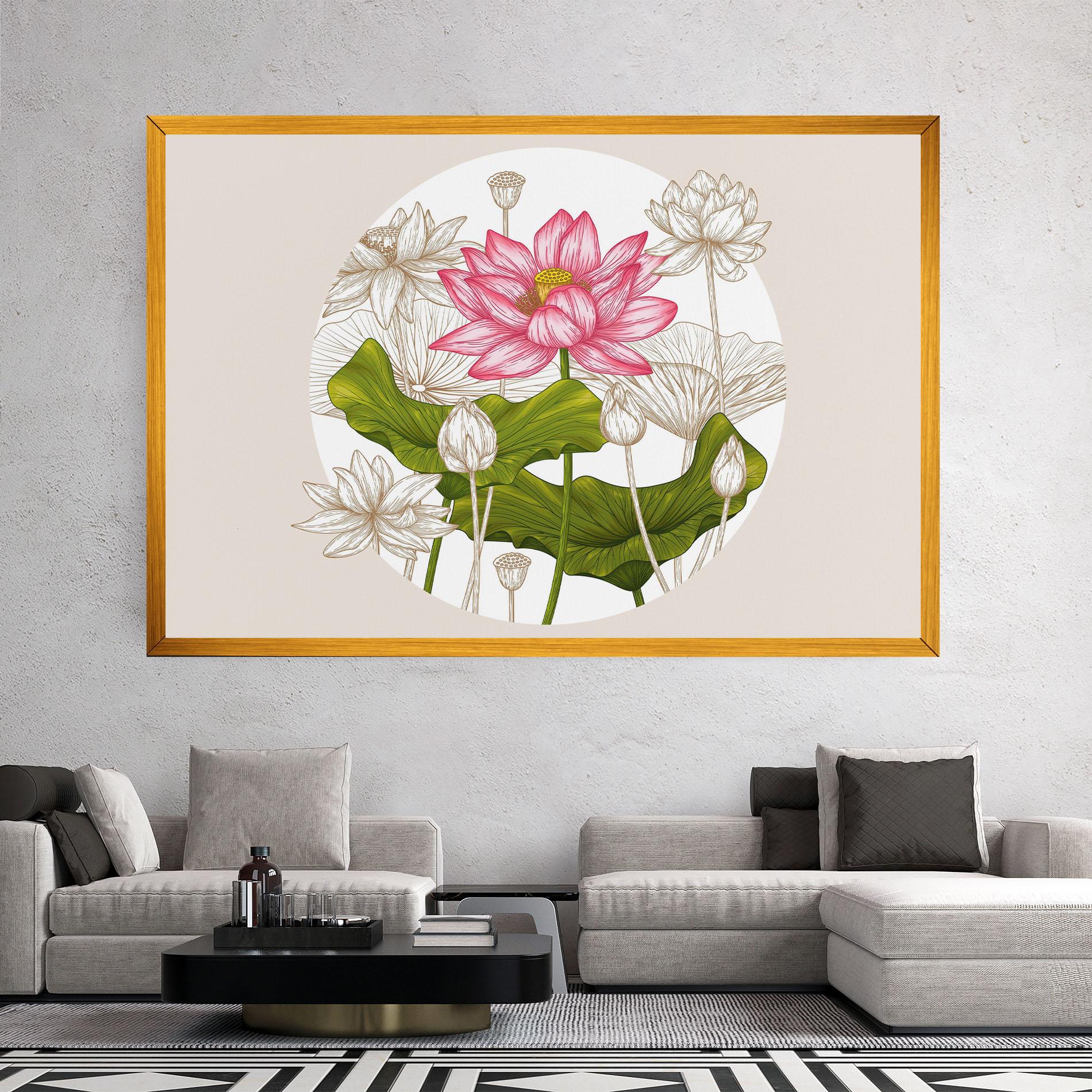 Vászonkép Pretty Lotus Art mockup 2