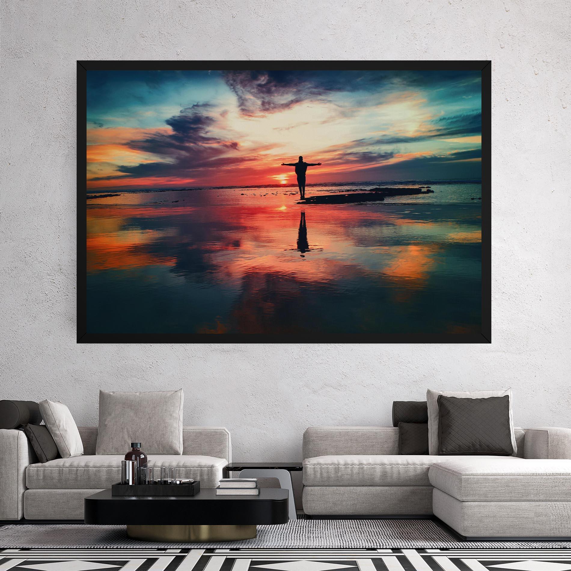 Vászonkép Pink Purple Sky Man mockup 2