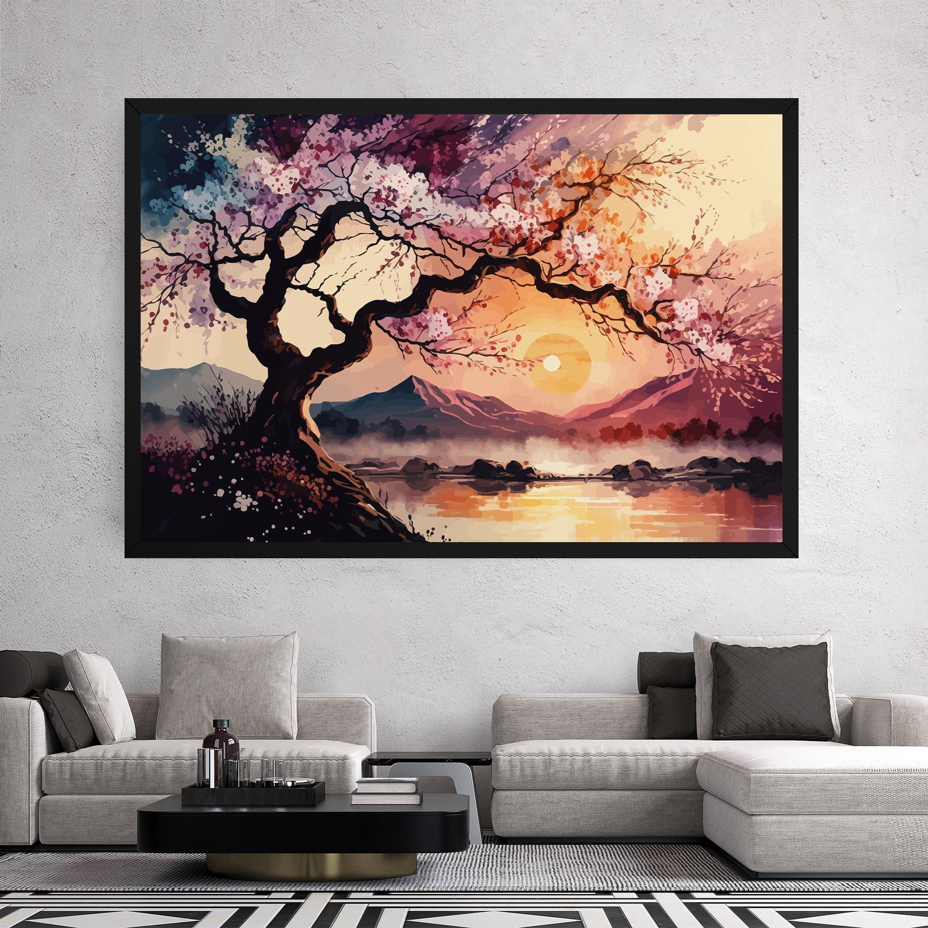 Vászonkép Pink Tree Nature mockup 2