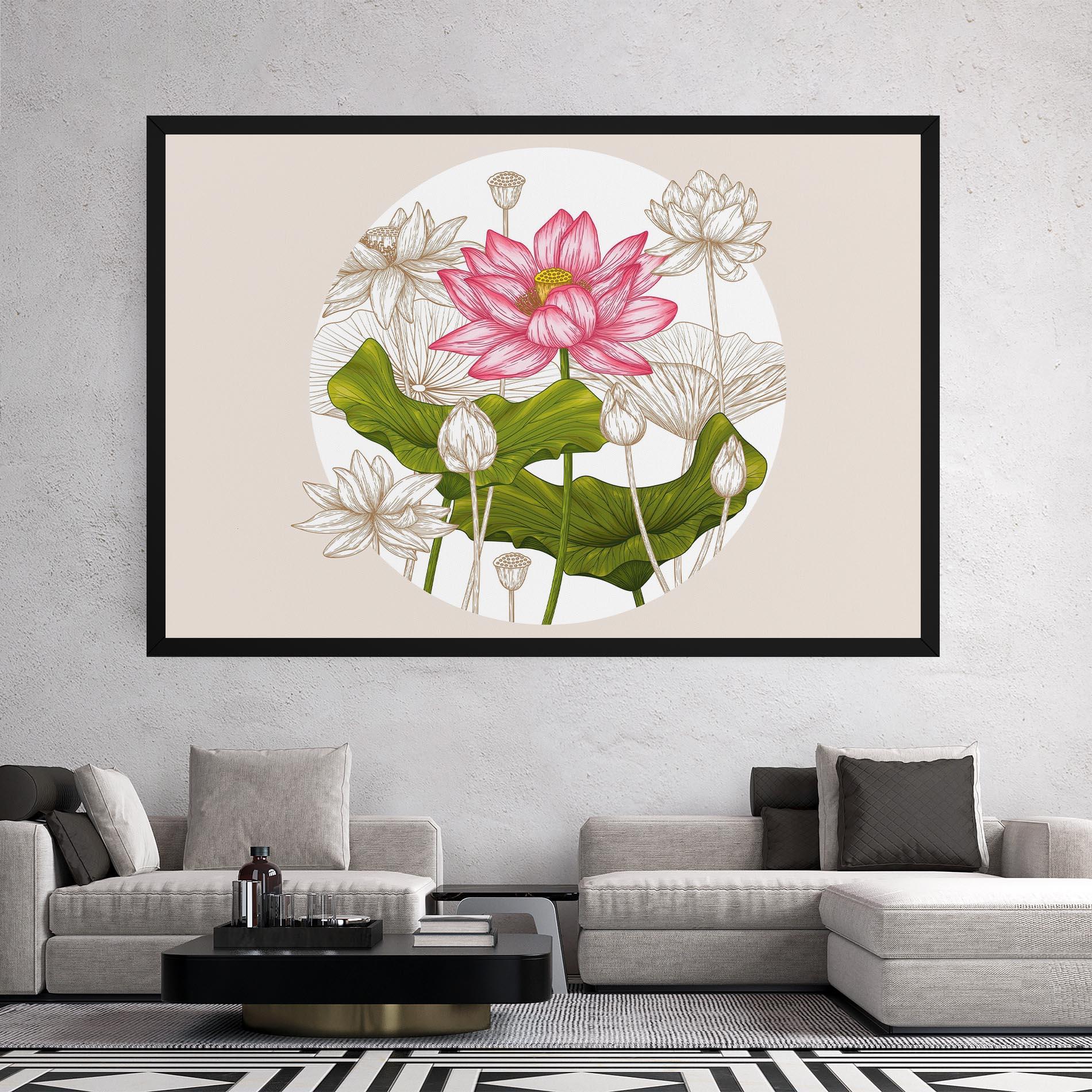 Vászonkép Pretty Lotus Art mockup 2