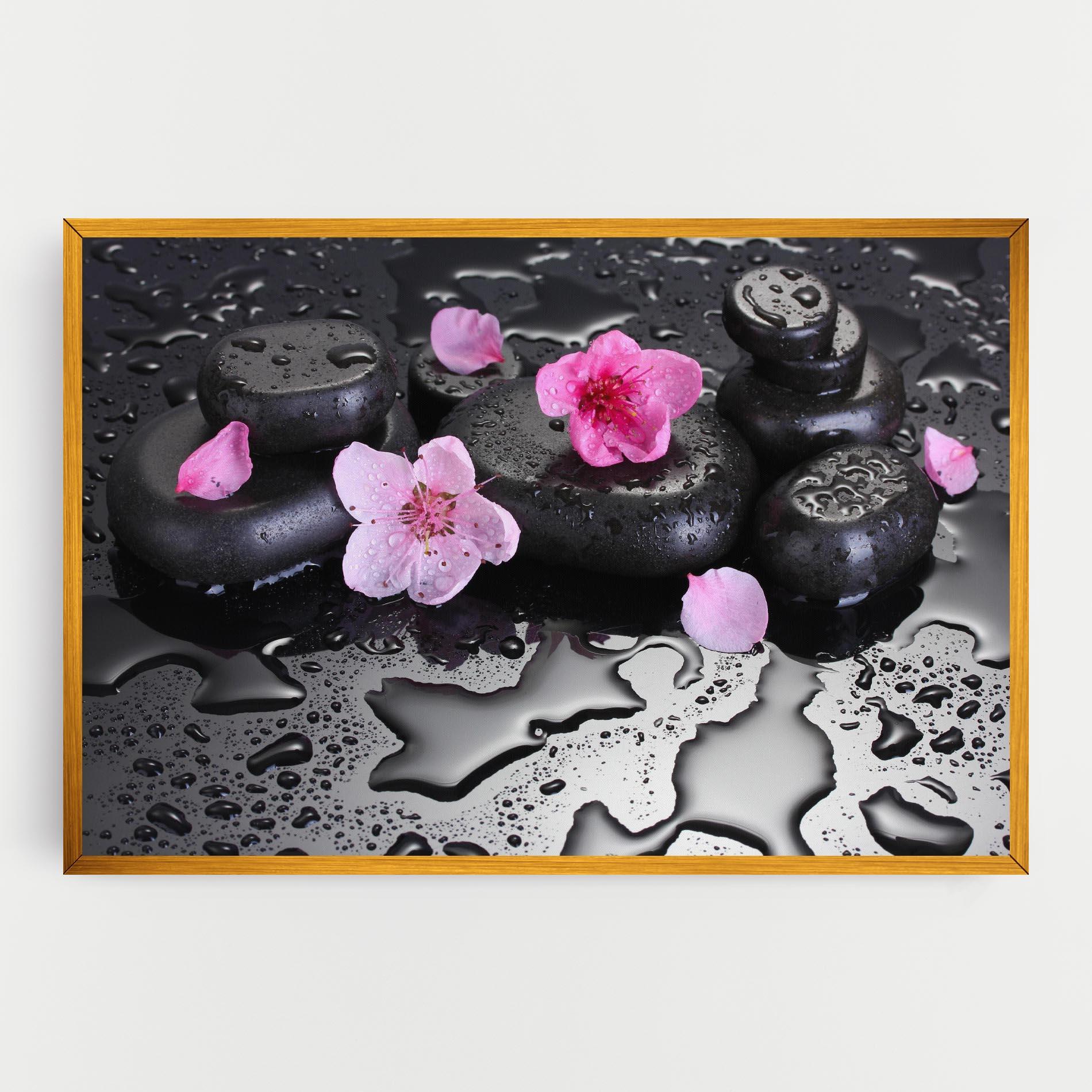 Vászonkép Pink Flowers Stones mockup 0