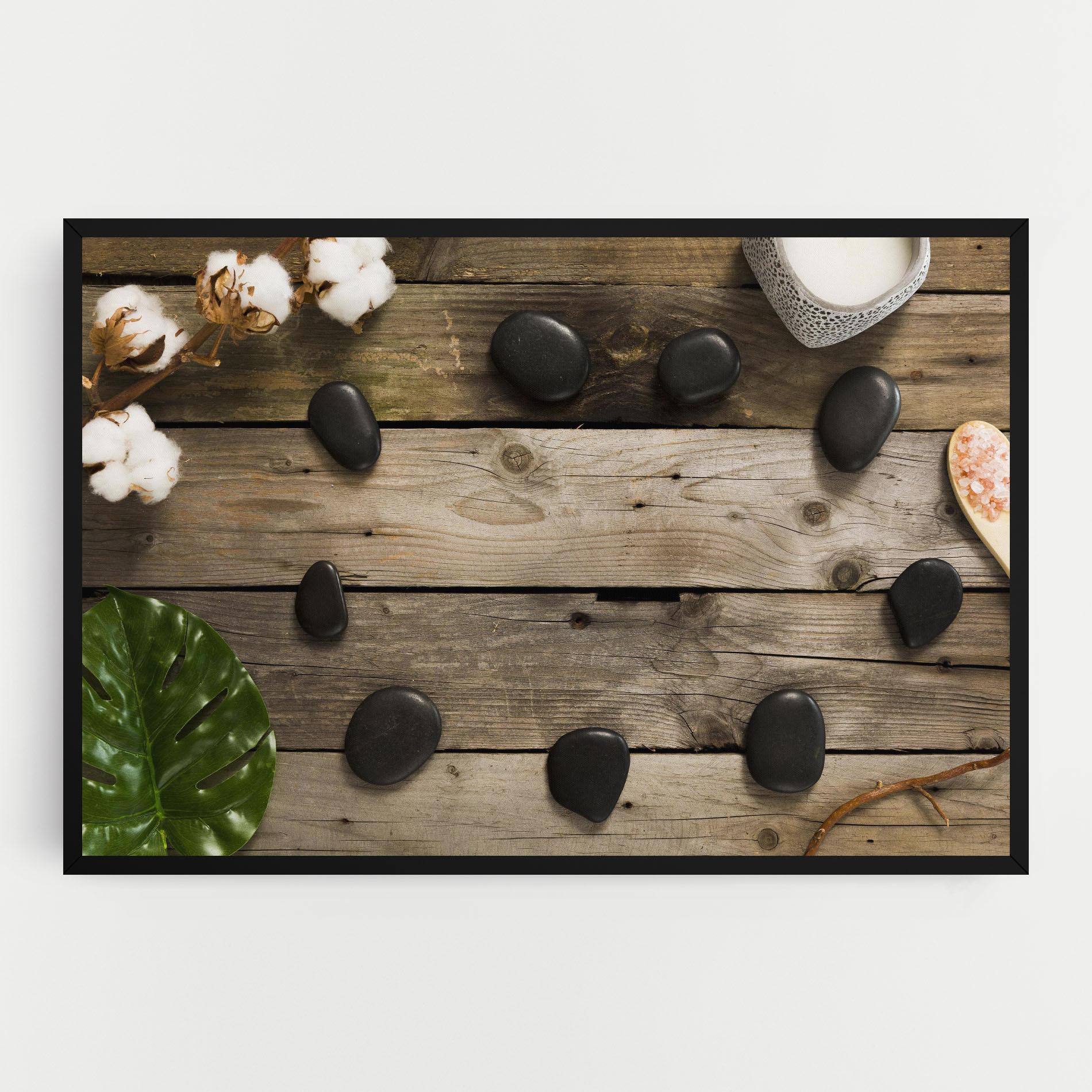 Vászonkép Cotton Flowers Stones mockup 0