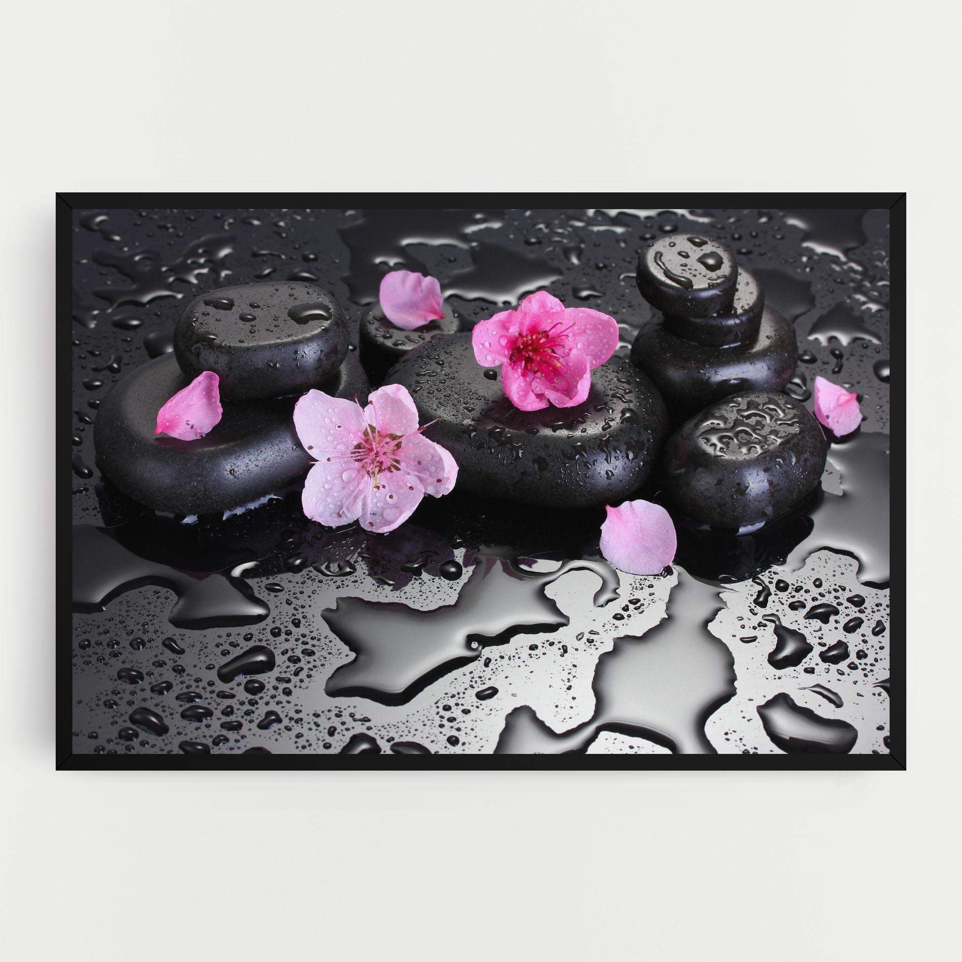Vászonkép Pink Flowers Stones mockup 0
